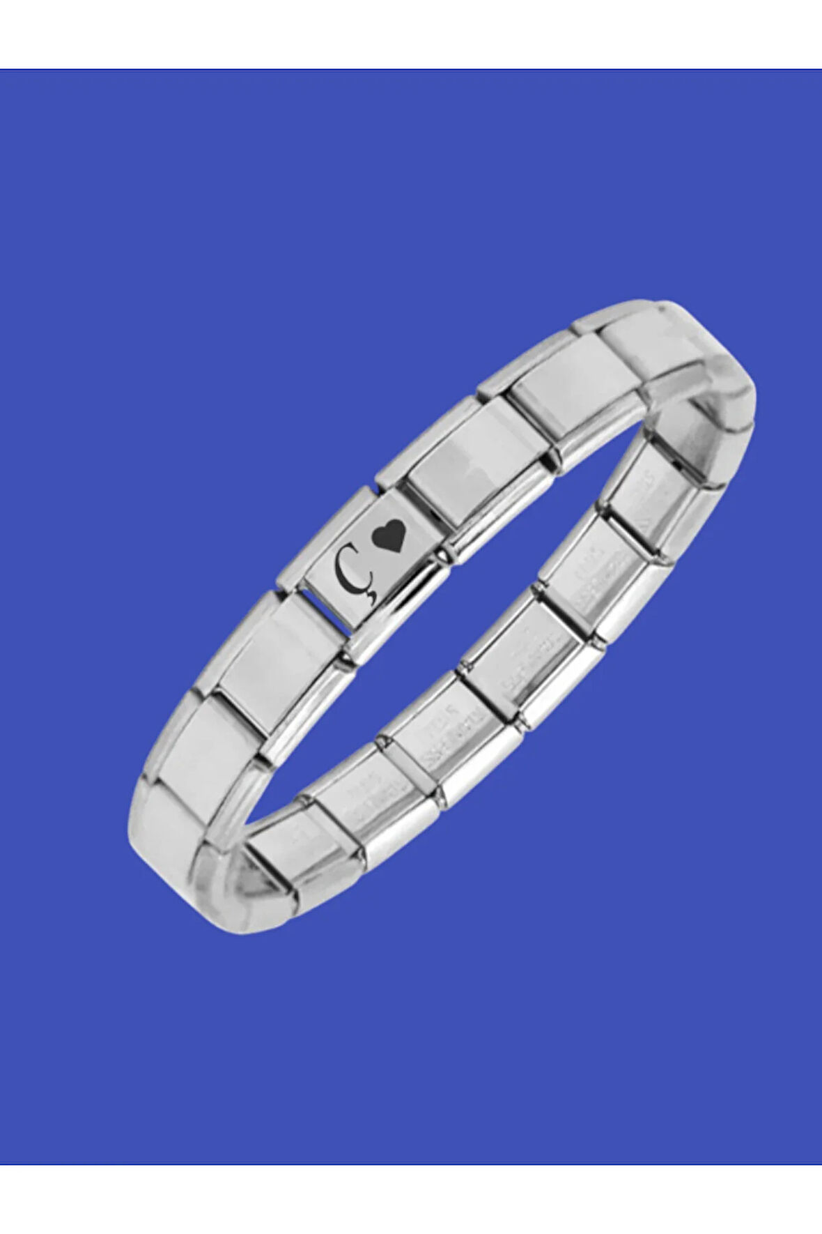 Çelik Bileklik İtalyan Charmlı Kalpli Harfli Kararmaz Solmaz En Güzel Hediye 1 Adet Uniseks Kutulu