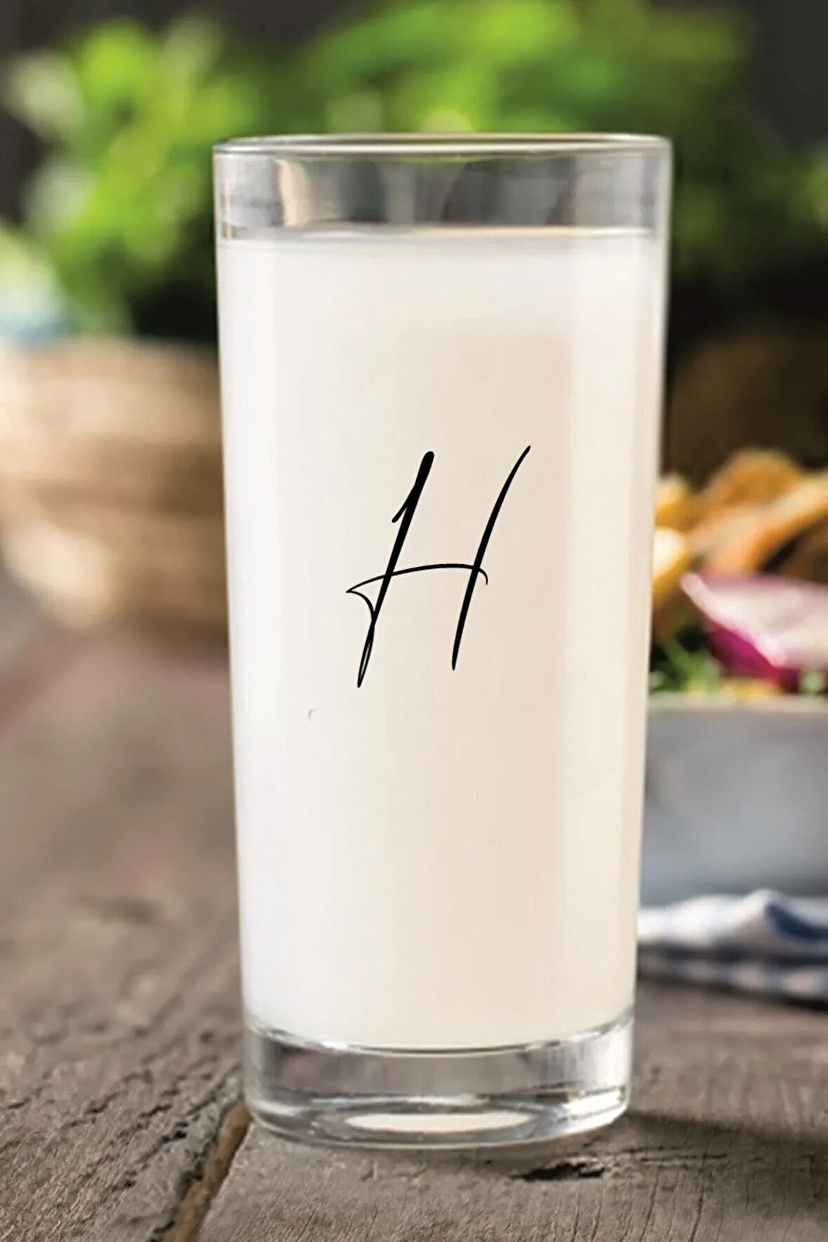 Çıkmayan Baskılı H Harfli Rakı Bardağı Kadehi Hharflirakibardagi