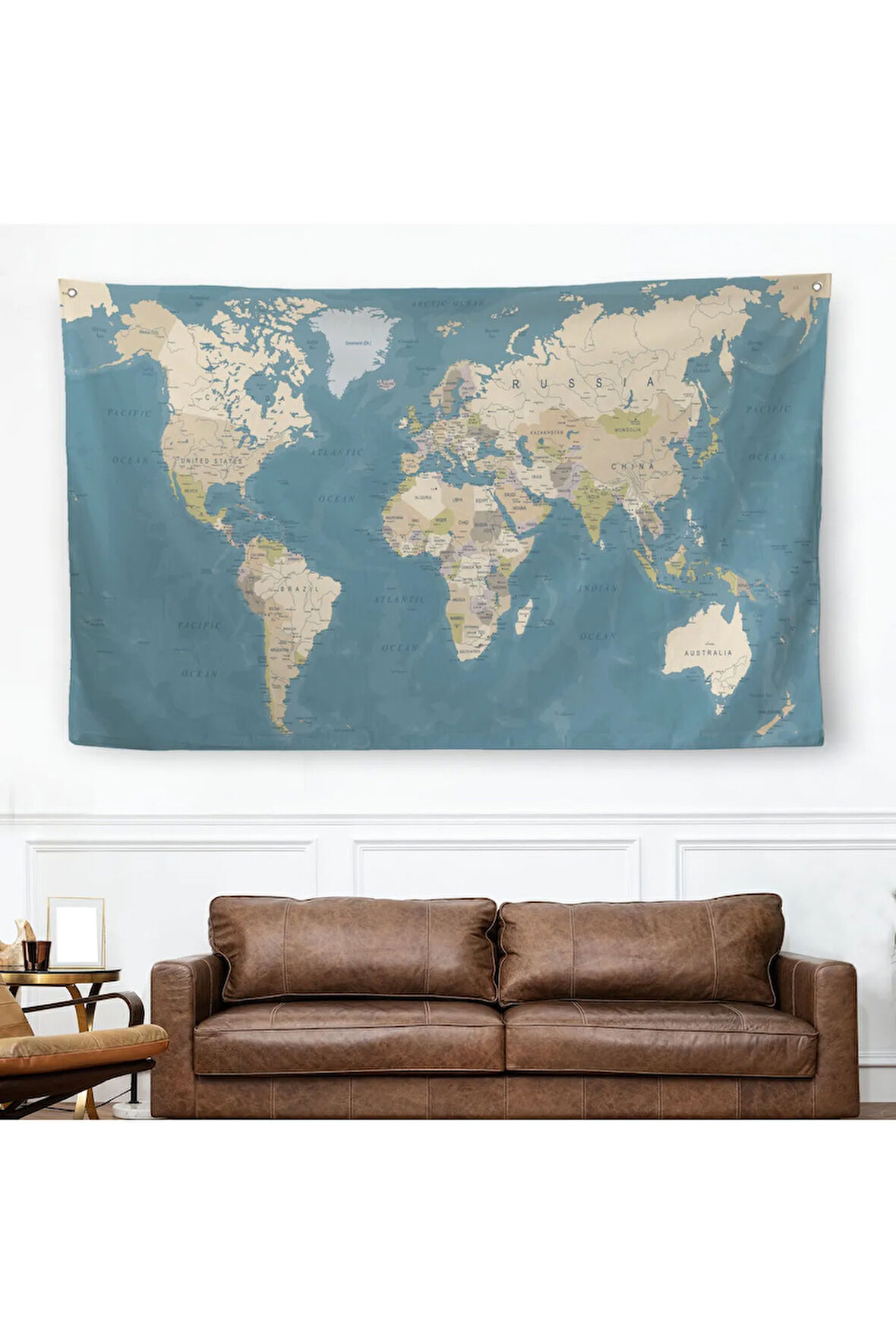 Dünya Haritası Dekoratif Kanvas Duvar Örtüsü-Halısı 1040