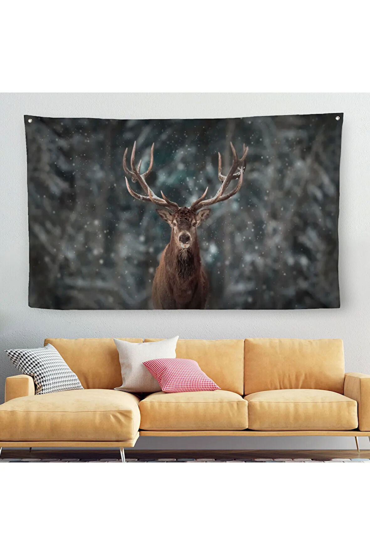 Geyik Dekoratif Kanvas Duvar Örtüsü-Halısı 1164