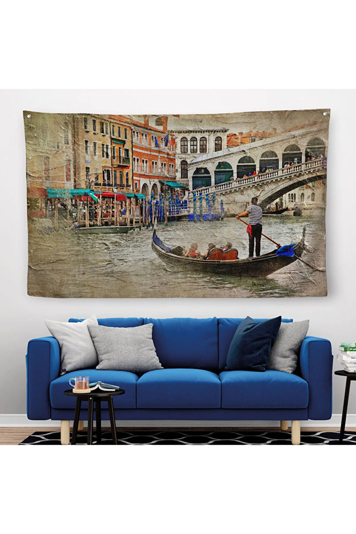 Venedik Kanalları Yağlıboya Çalışması Dekoratif Duvar Örtüsü-Halısı-3427