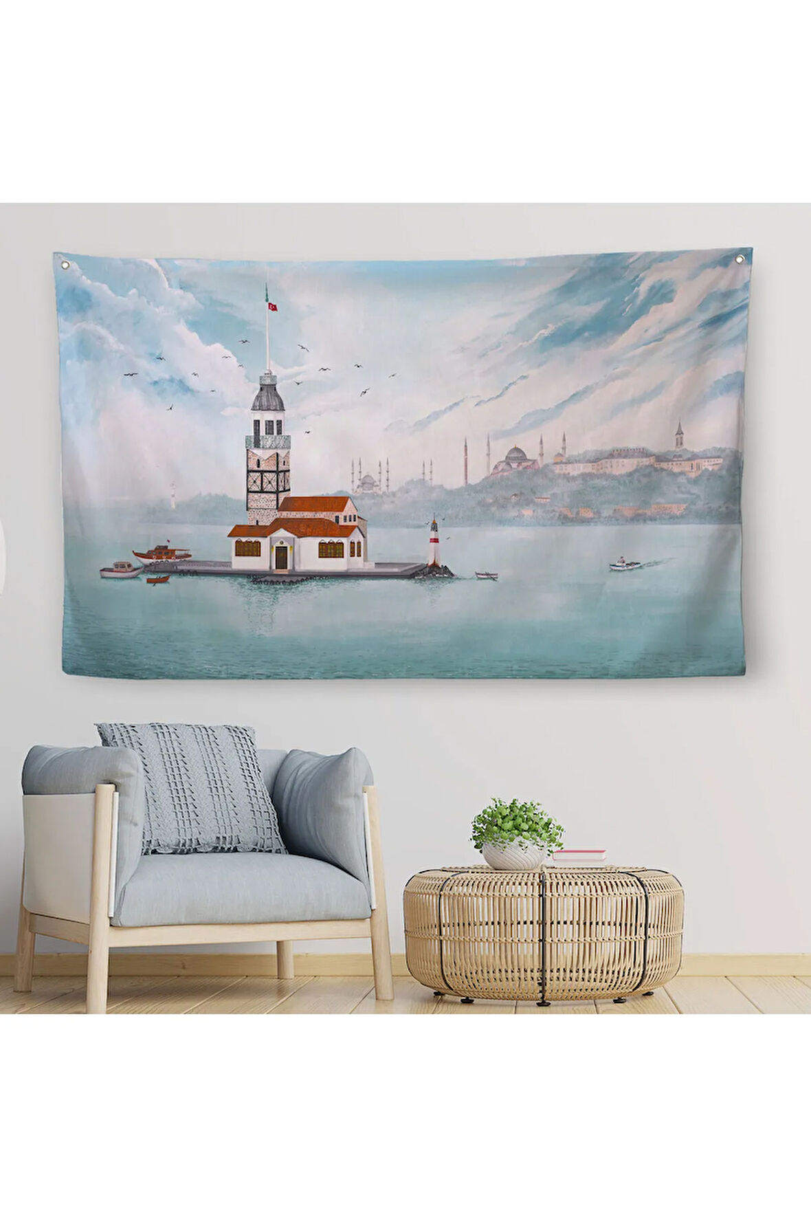 Kız Kulesi Yağlıboya Görünüm Dekoratif Kanvas Duvar Örtüsü-Halısı-3587