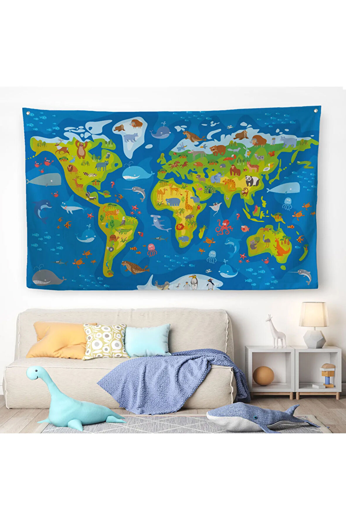 Eğitici Dünya Haritası Dünya Atlası Çocuk Ve Bebek Odası Duvar Örtüsü-halısı 3774