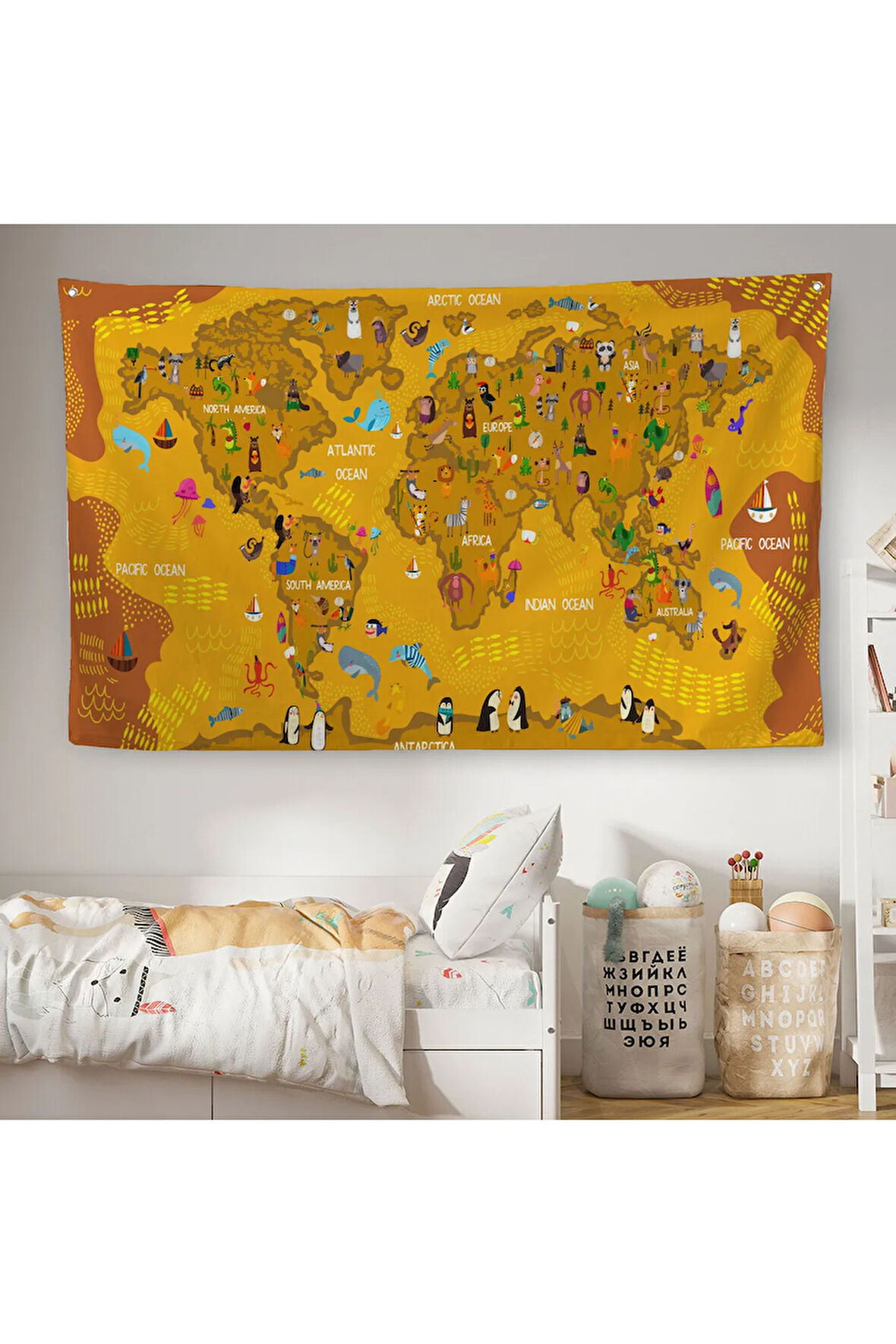 Eğitici Dünya Haritası Dünya Atlası Çocuk Ve Bebek Odası Duvar Örtüsü-halısı 3781
