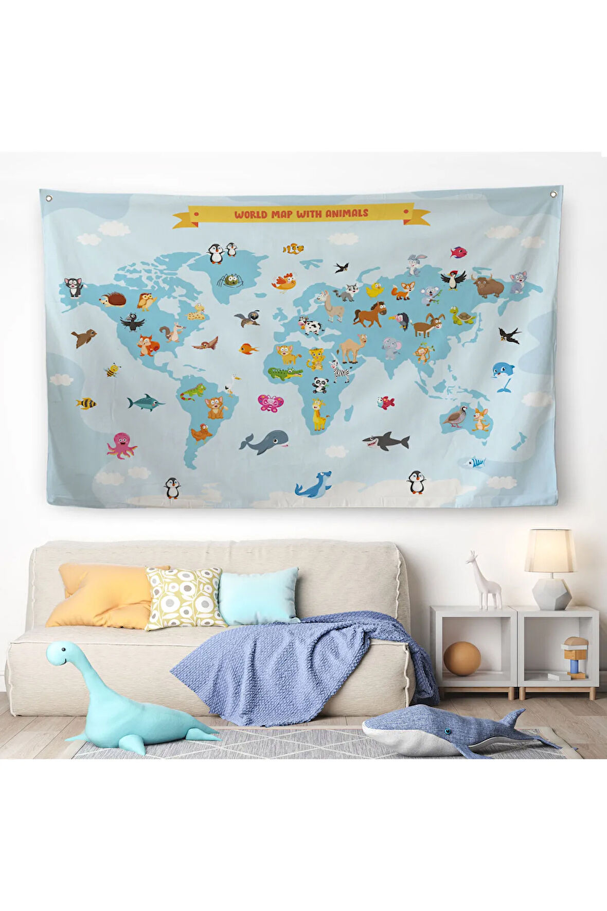 Eğitici Dünya Haritası Dünya Atlası Çocuk Ve Bebek Odası Duvar Örtüsü-halısı 3791