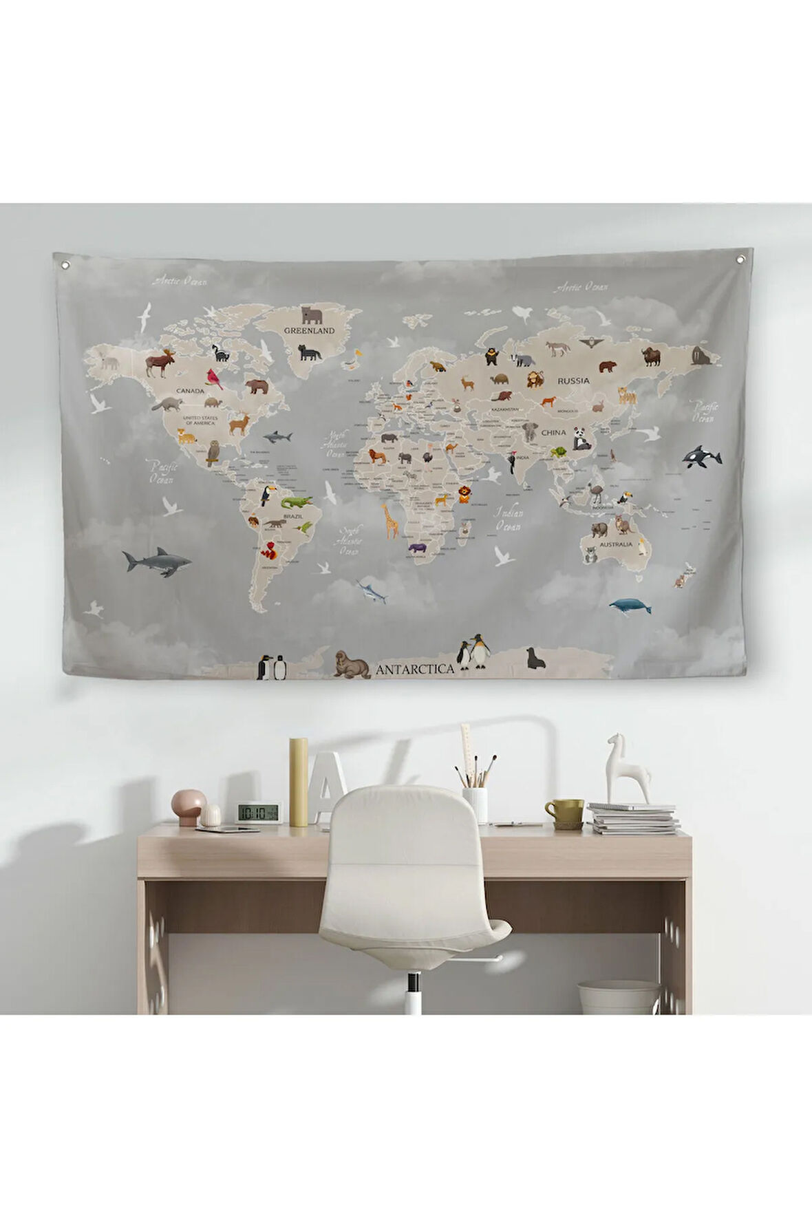 Eğitici Dünya Haritası Dünya Atlası Çocuk Ve Bebek Odası Duvar Örtüsü-halısı 3793