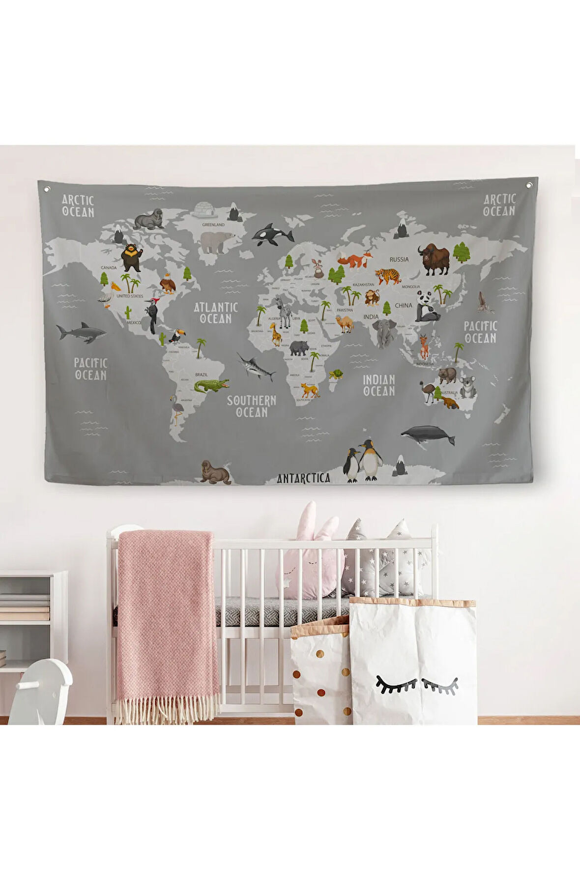 Eğitici Dünya Haritası Dünya Atlası Çocuk Ve Bebek Odası Duvar Örtüsü-halısı 3794