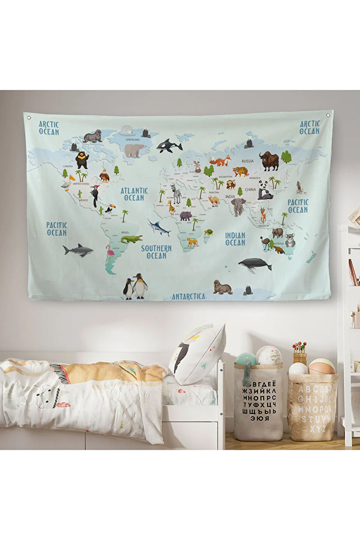 Eğitici Dünya Haritası Dünya Atlası Çocuk Ve Bebek Odası Duvar Örtüsü-halısı 3796