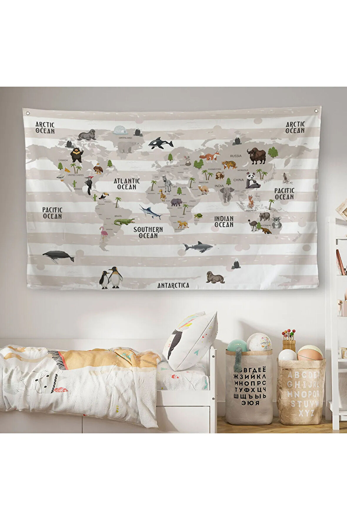 Eğitici Dünya Haritası Dünya Atlası Çocuk Ve Bebek Odası Duvar Örtüsü-halısı 3803