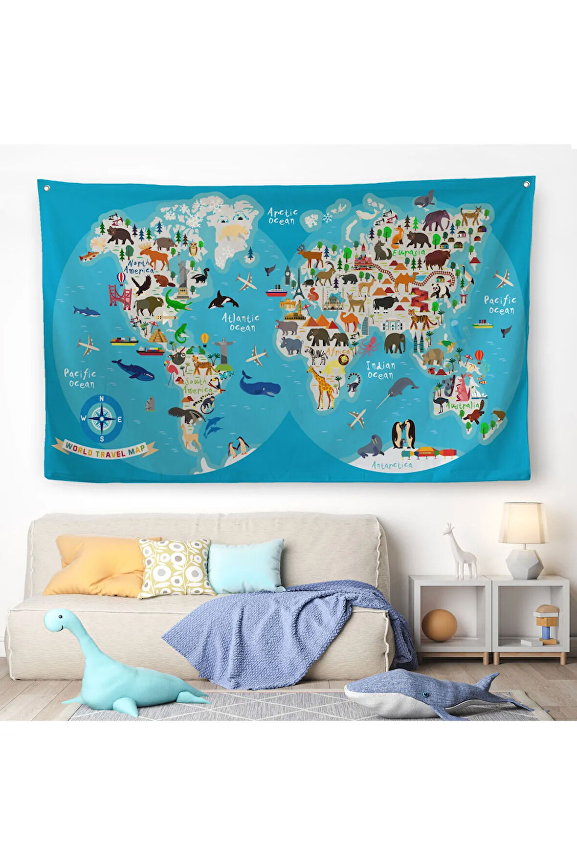 Mavi Eğitici Dünya Haritası Dünya Atlas 3806