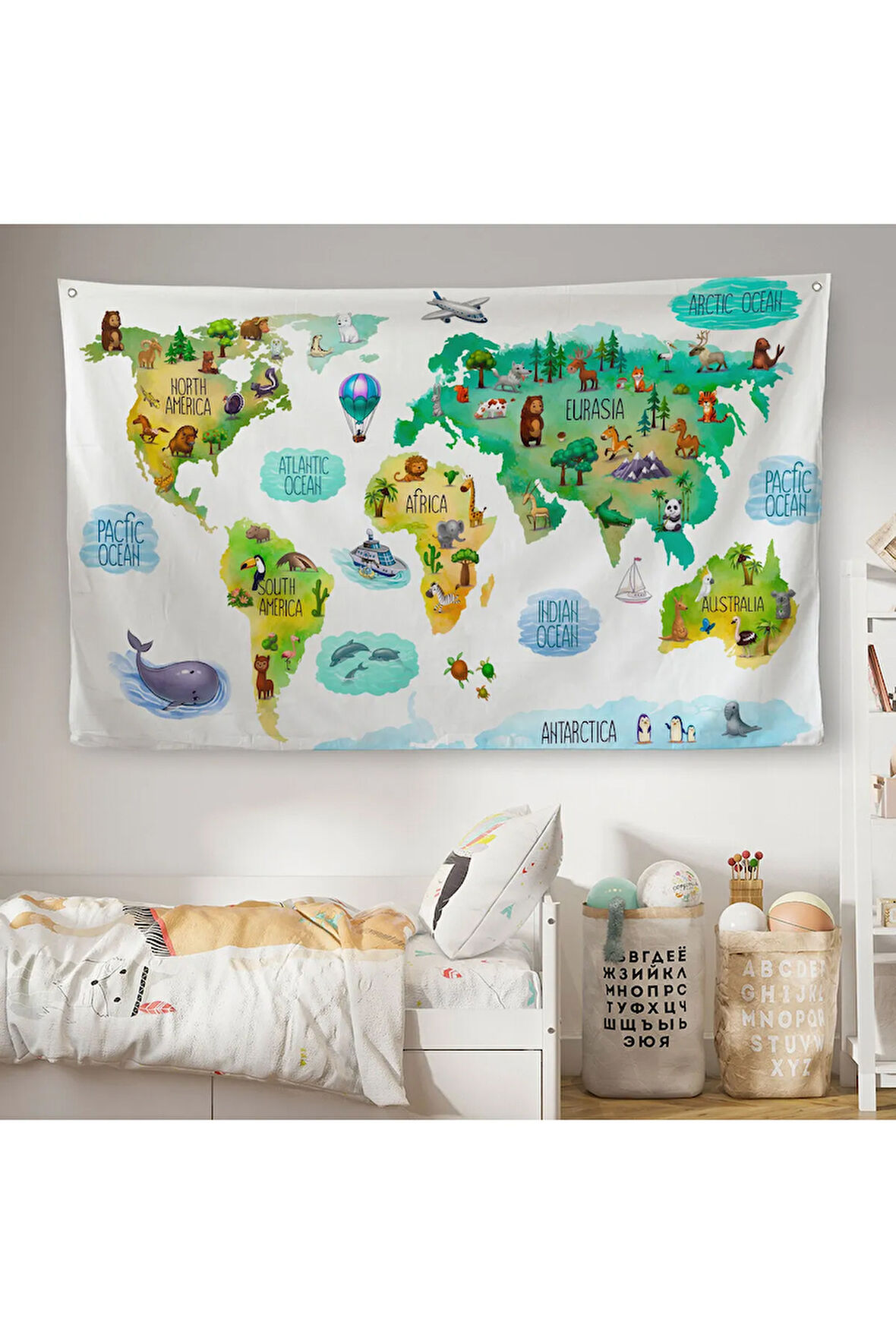 Eğitici Dünya Haritası Dünya Atlası Çocuk Ve Bebek Odası Duvar Örtüsü-halısı 3807