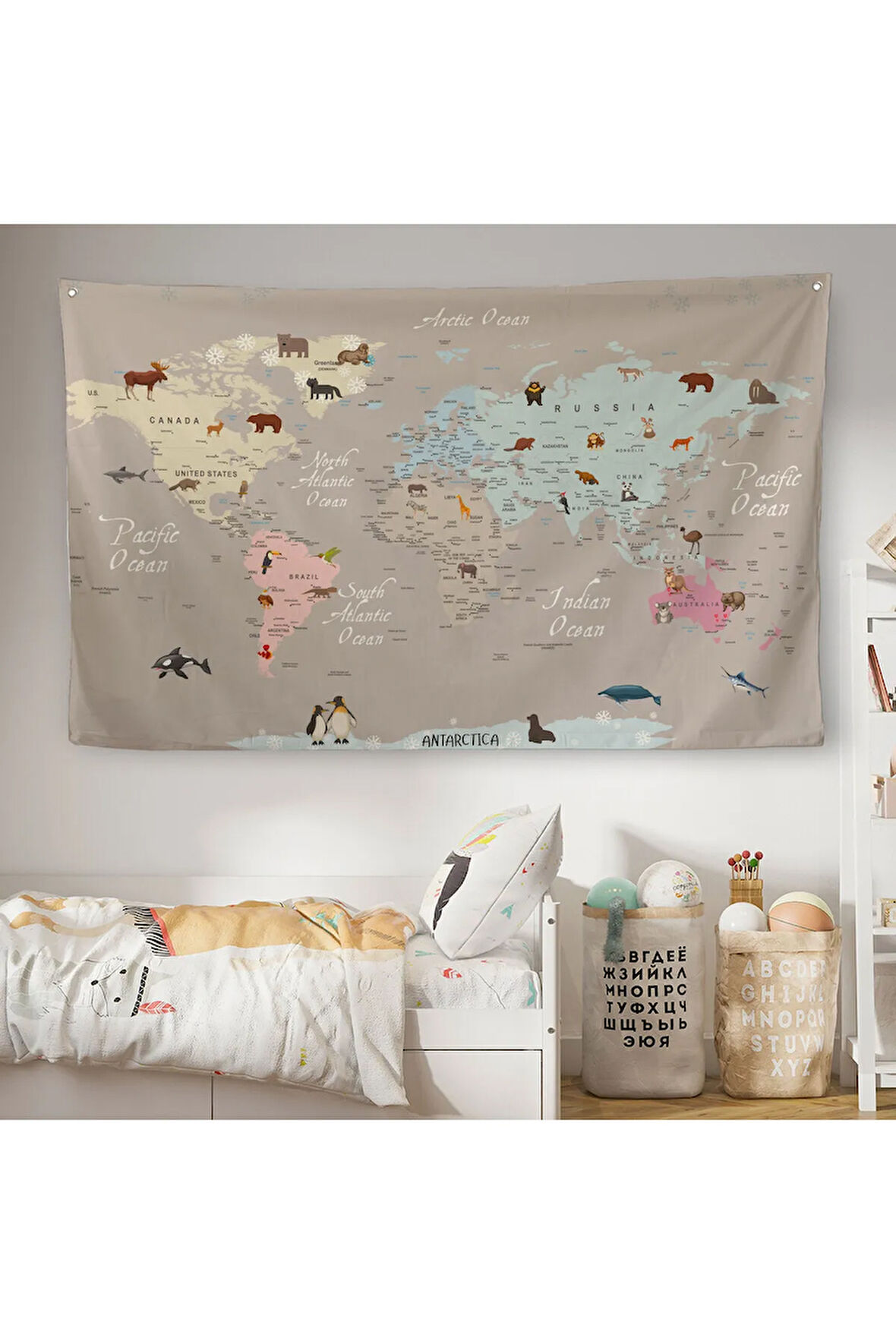 Eğitici Dünya Haritası Dünya Atlası Çocuk Ve Bebek Odası Duvar Örtüsü-halısı 3817