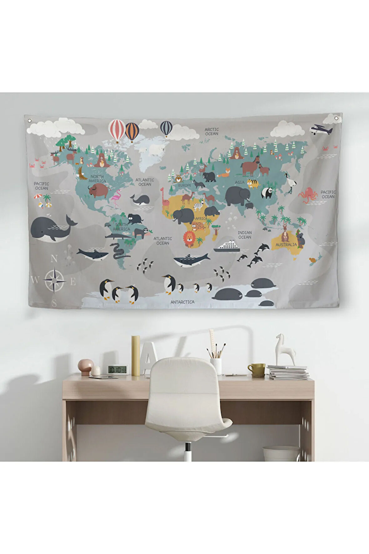 Eğitici Dünya Haritası Dünya Atlası Çocuk Ve Bebek Odası Duvar Örtüsü-halısı 3821