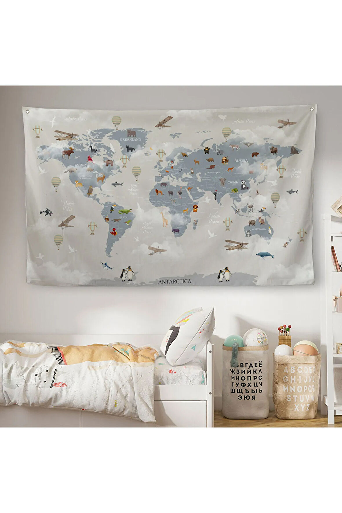 Eğitici Dünya Haritası Dünya Atlası Çocuk Ve Bebek Odası Duvar Örtüsü-halısı 3826