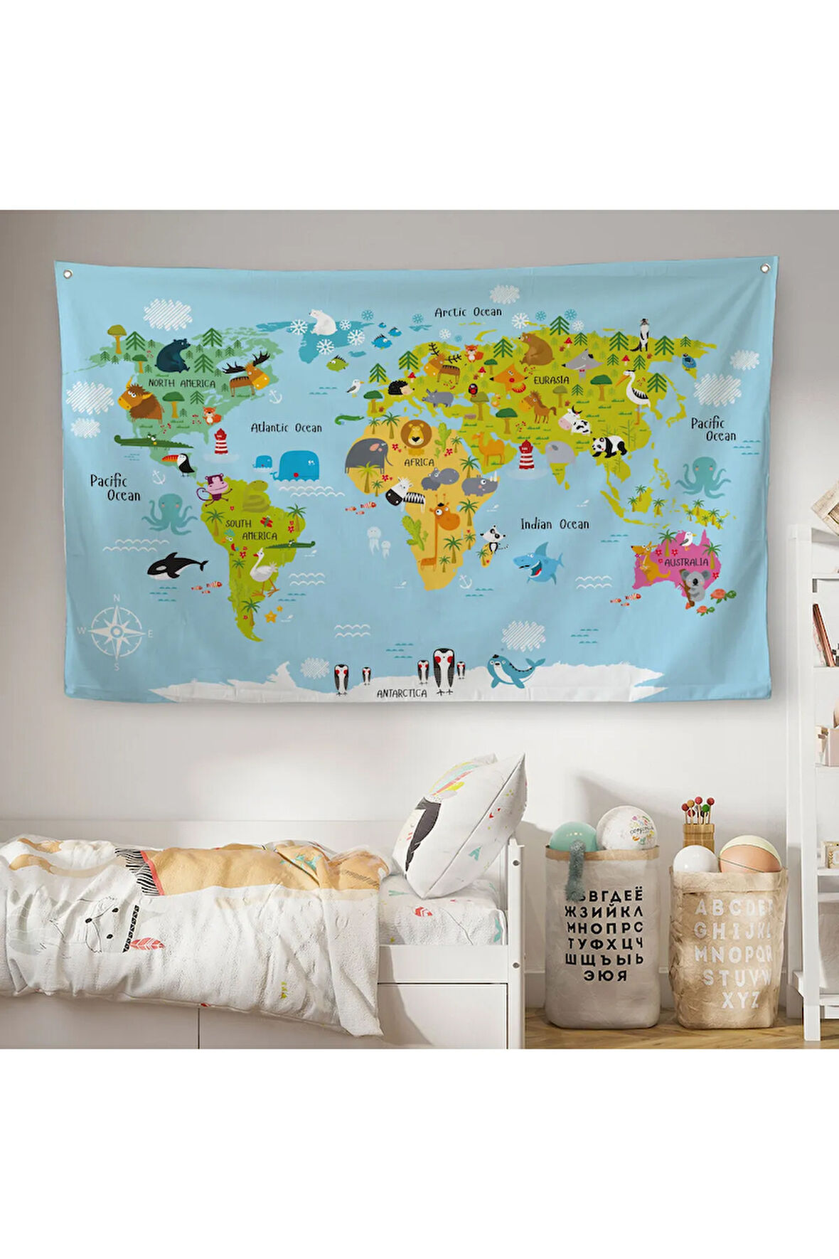 Eğitici Dünya Haritası Dünya Atlası Çocuk Ve Bebek Odası Duvar Örtüsü-halısı 3830