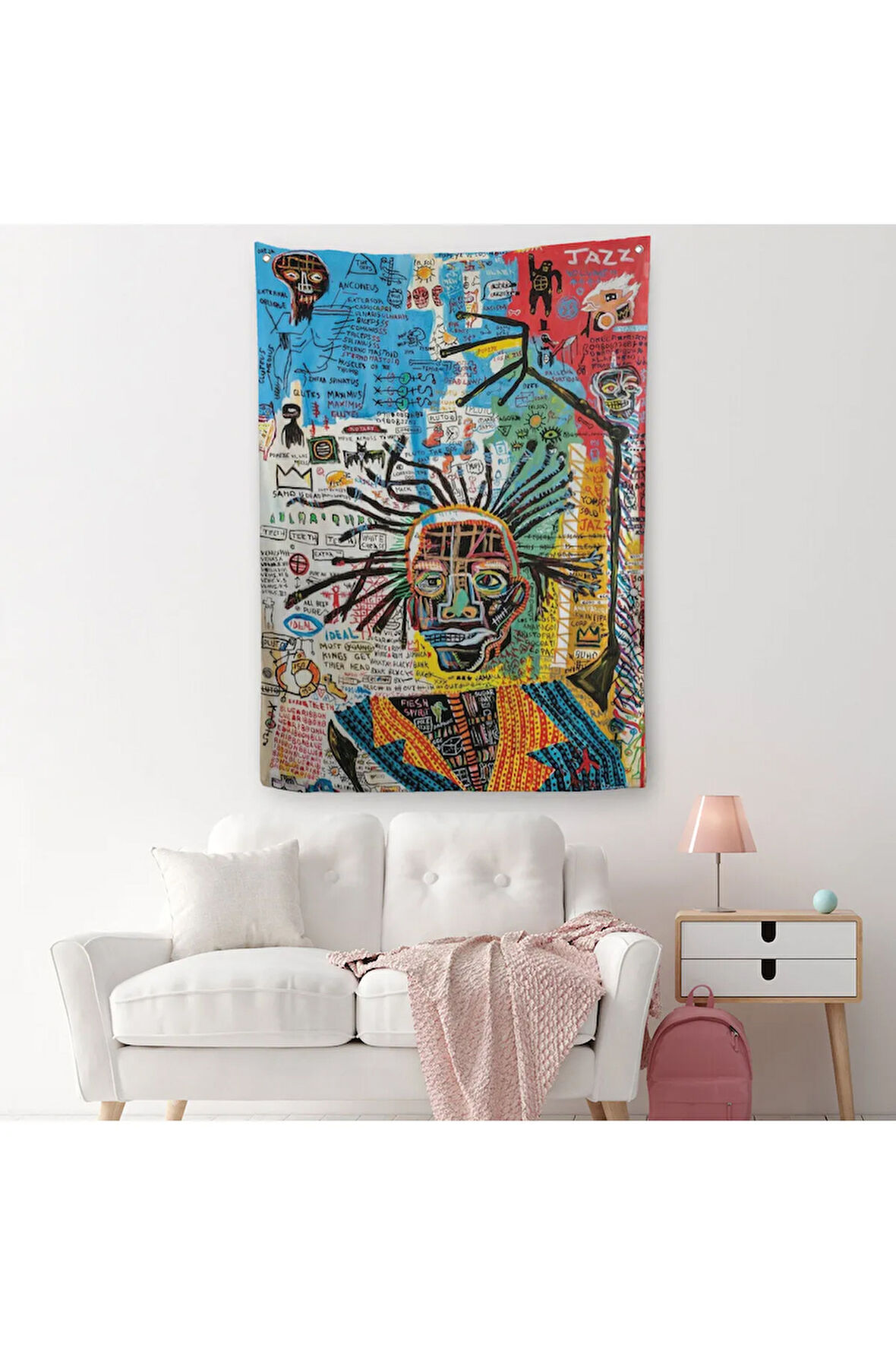 Jean Michel Basquiat Jazz King Duvar Örtüsü- Halısı, Tapestry -4964