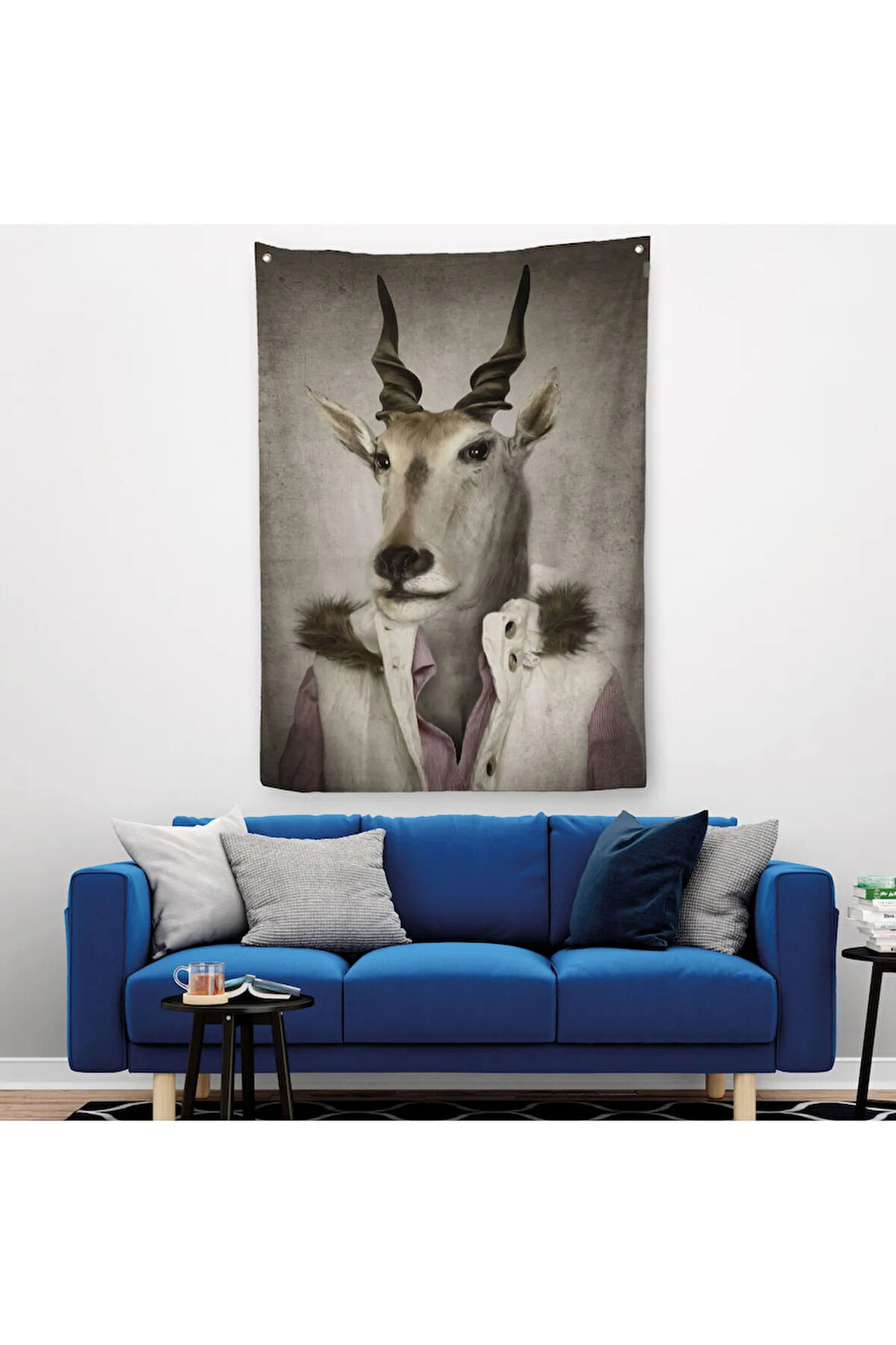 Keçi Kafalı İnsan Duvar Örtüsü - Halısı-4986