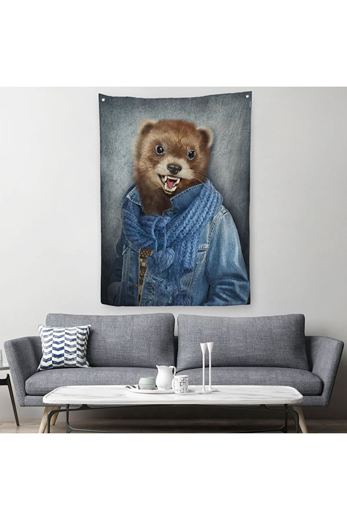 Simsar Kafalı İnsan Duvar Örtüsü - Halısı-4990