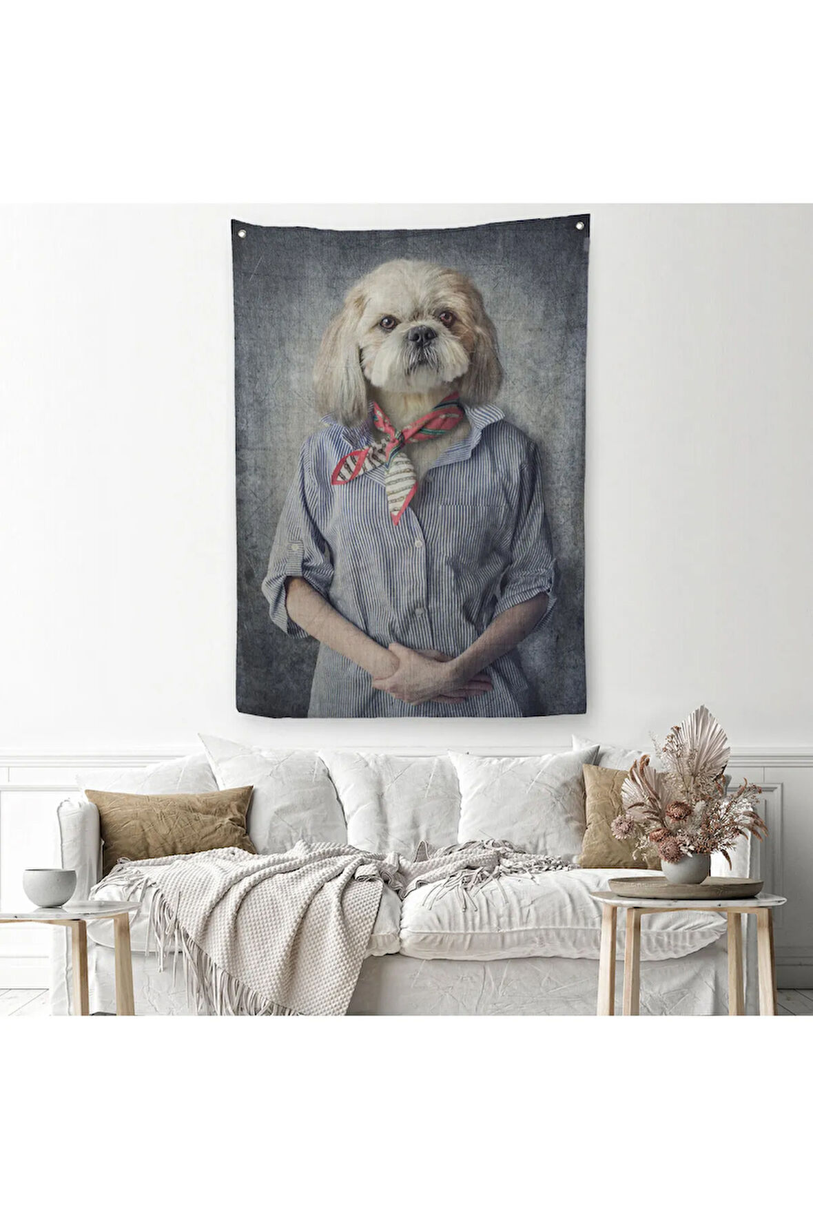 Köpek Kafalı İnsan Duvar Örtüsü - Halısı-4998