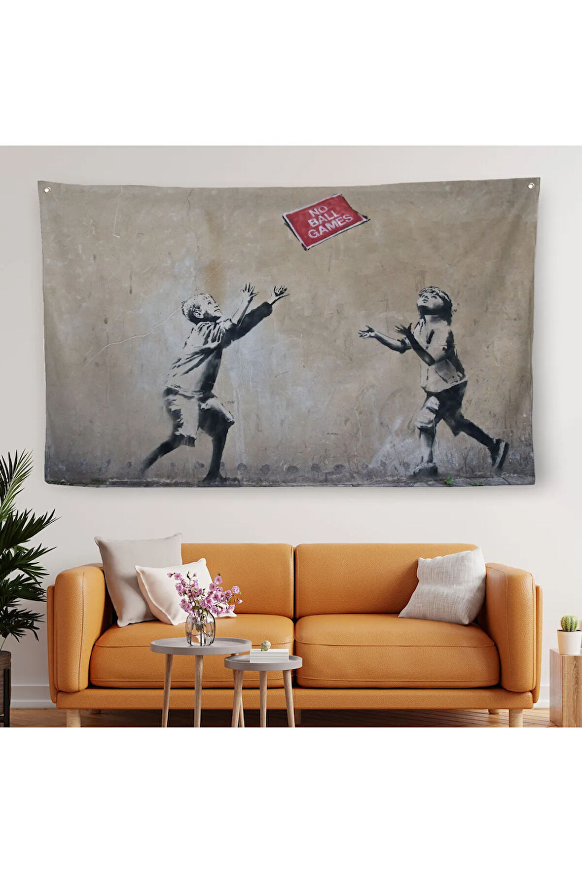 Banksy Stencil'in Top Oyunları Yok İsimli Eseri Kanvas Duvar Örtüsü-Halısı-5006