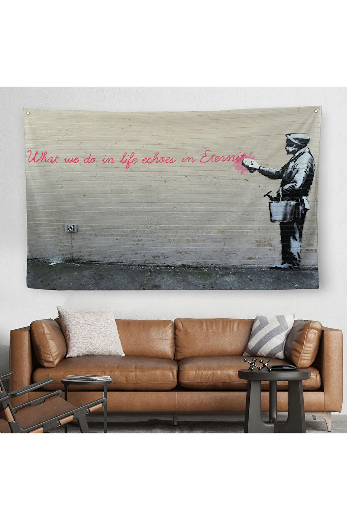 Bansky'nin Hayatta Yaptiklarimiz Ebediyette Yankilanir Yazılı Eseri Duvar Örtüsü-Halısı-5007