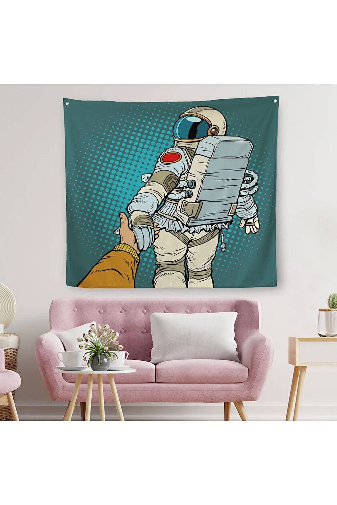 Uzaya Giden Astronot Kanvas Duvar Örtüsü-Halısı-5073
