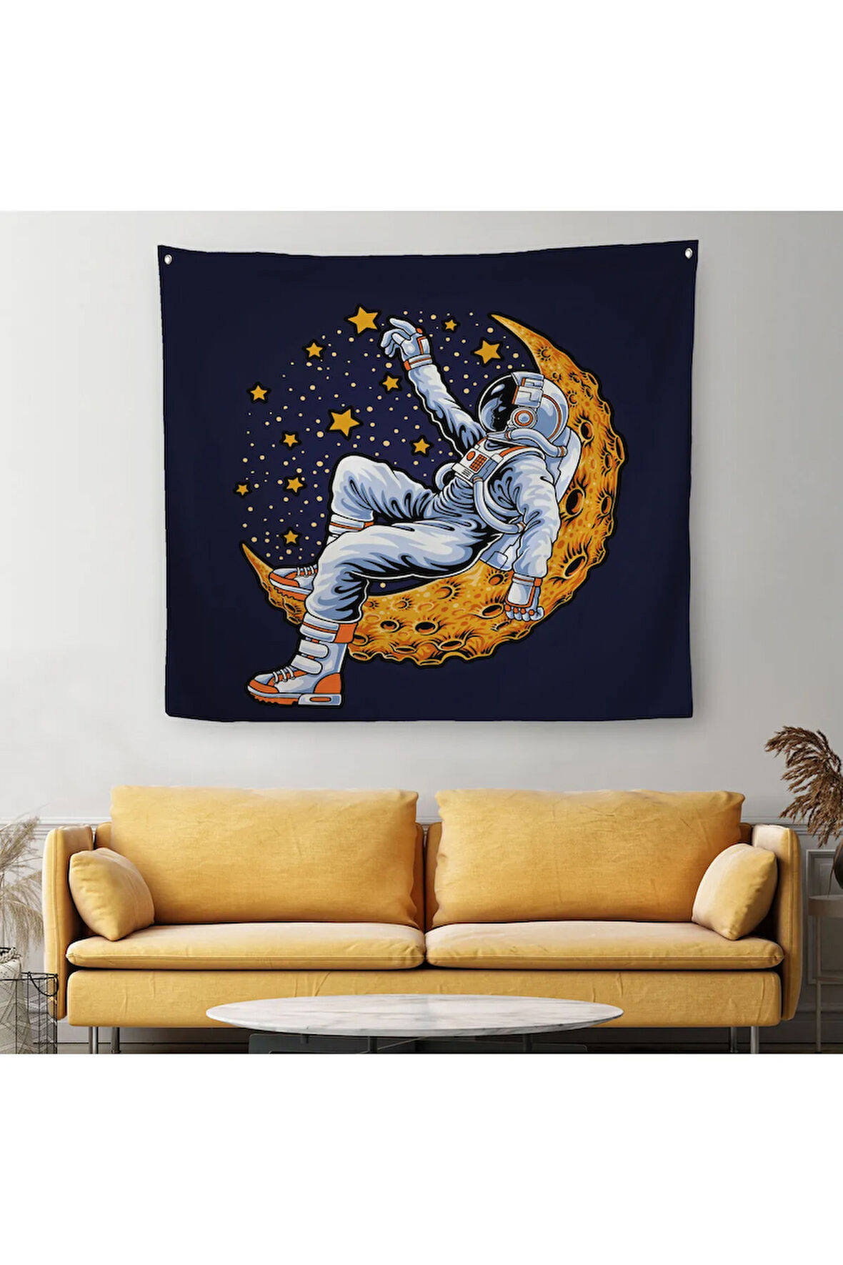 Ayda Dinlenen Astronot Kanvas Duvar Örtüsü-Halısı-5099
