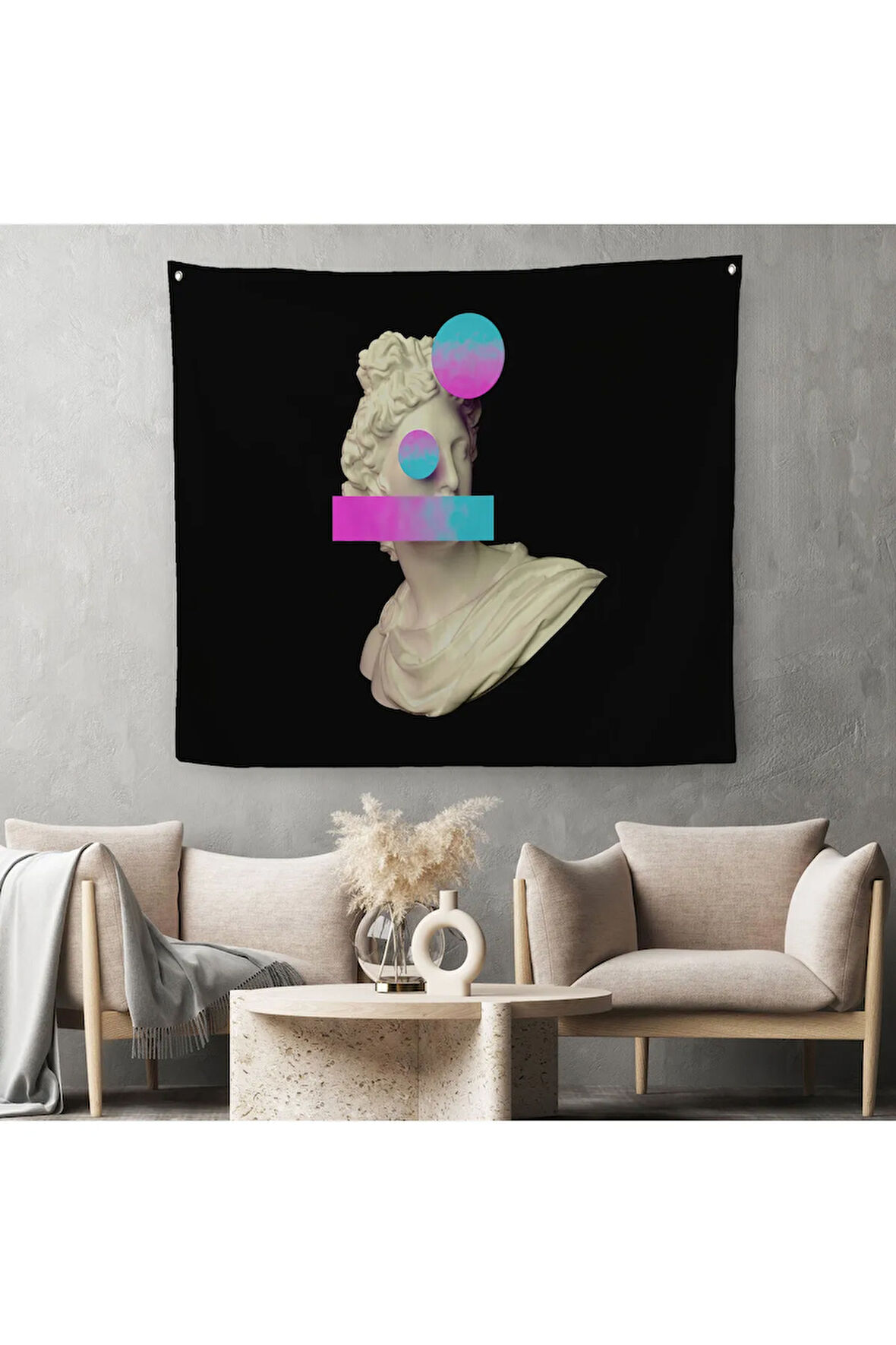 Vaporwave Tarzı Çağdaş Sanat Kanvas Duvar Örtüsü-Halısı-5100