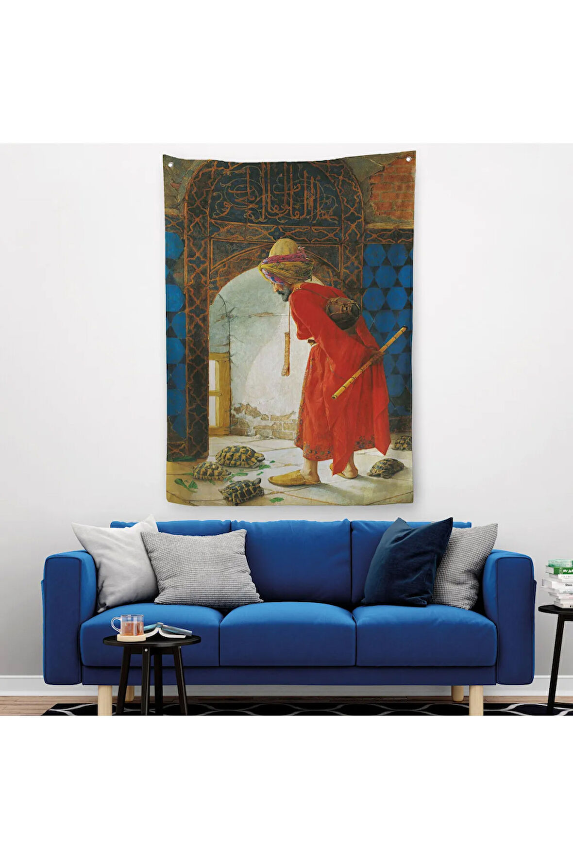 Osman Hamdi Bey'in Kaplunbağa Terbiyecisi İsimli Eseri Duvar Örtüsü - Halısı-5129