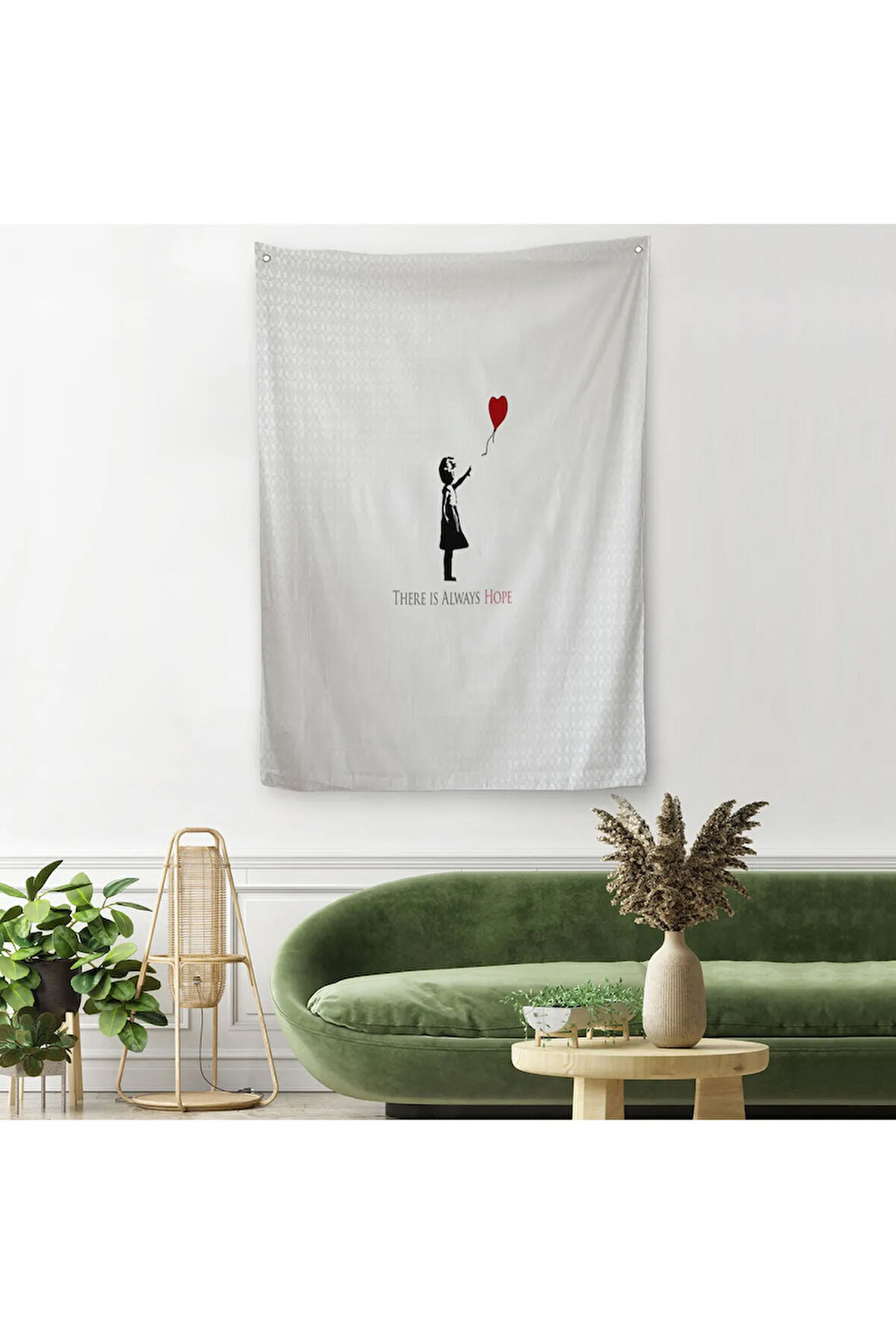 Her Zaman Umut Vardır Yazan Duvar Örtüsü Halısı Kırmızı Balonlu Kız Banksy Grafitti Sanatı-5135
