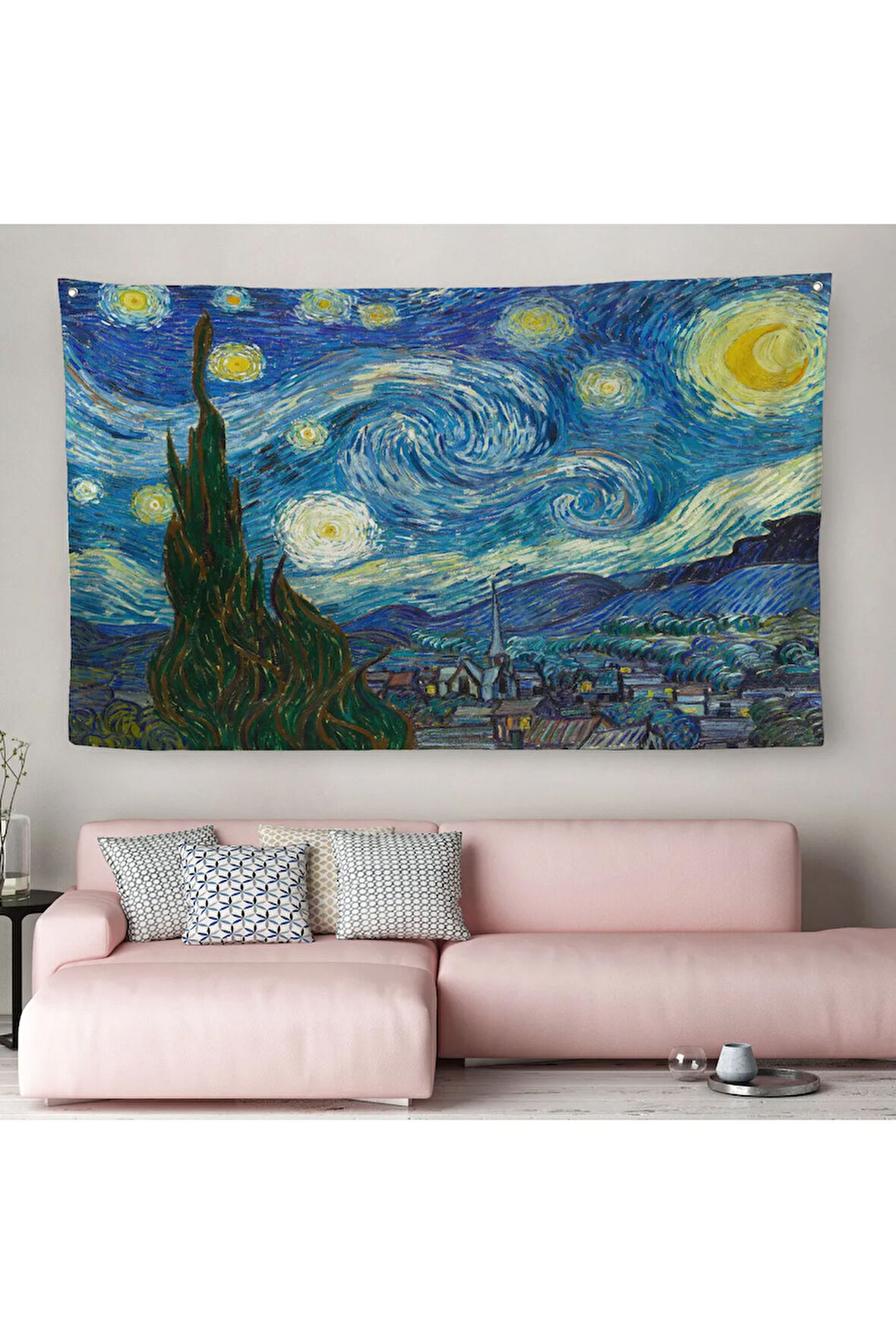 Vincent Van Gogh, Yıldızlı Gece Kanvas Duvar Örtüsü-Halısı-5165