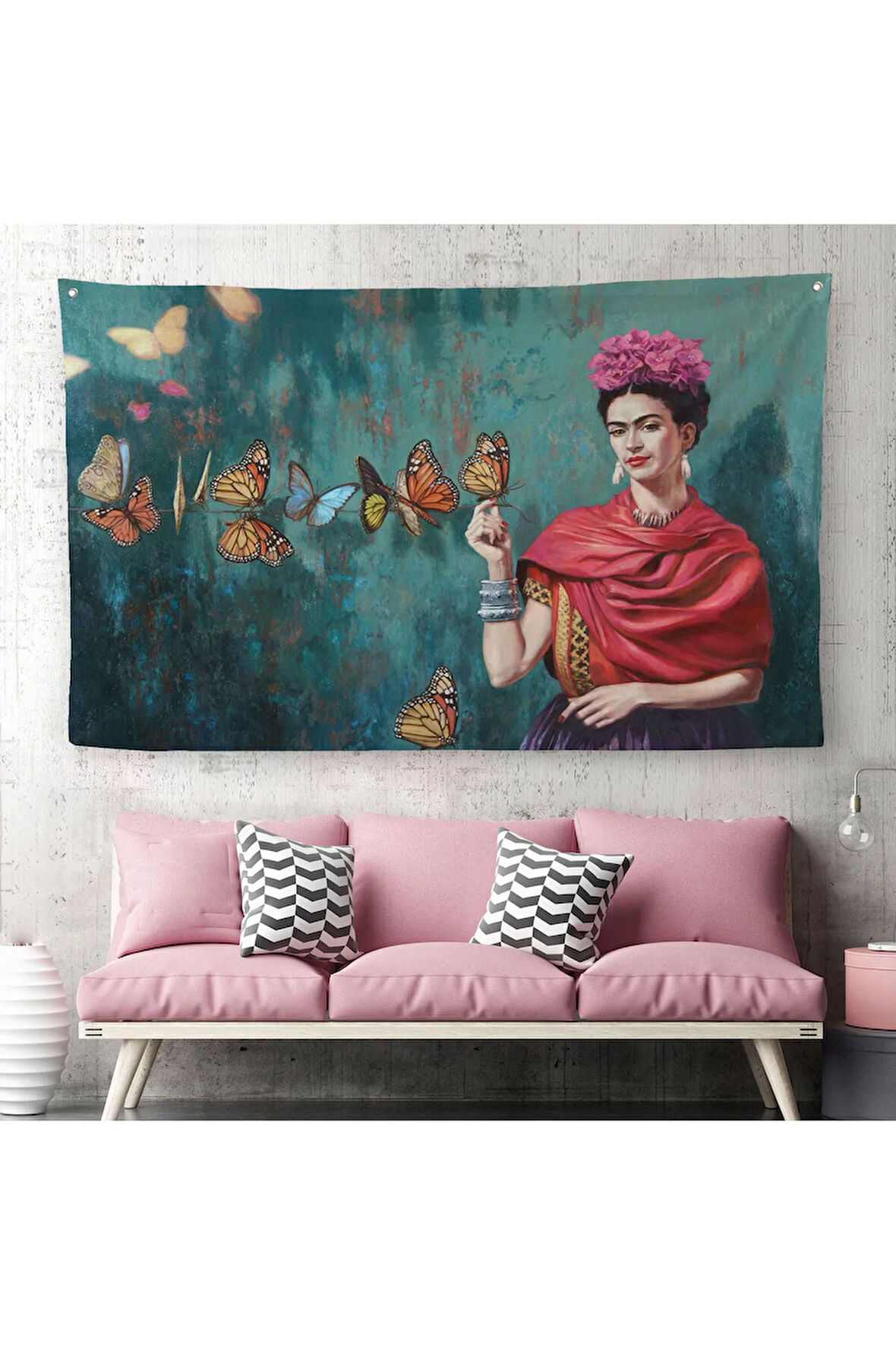 Ünlü Ressam ve Kelebekler Kanvas Duvar Örtüsü-Halısı-5169