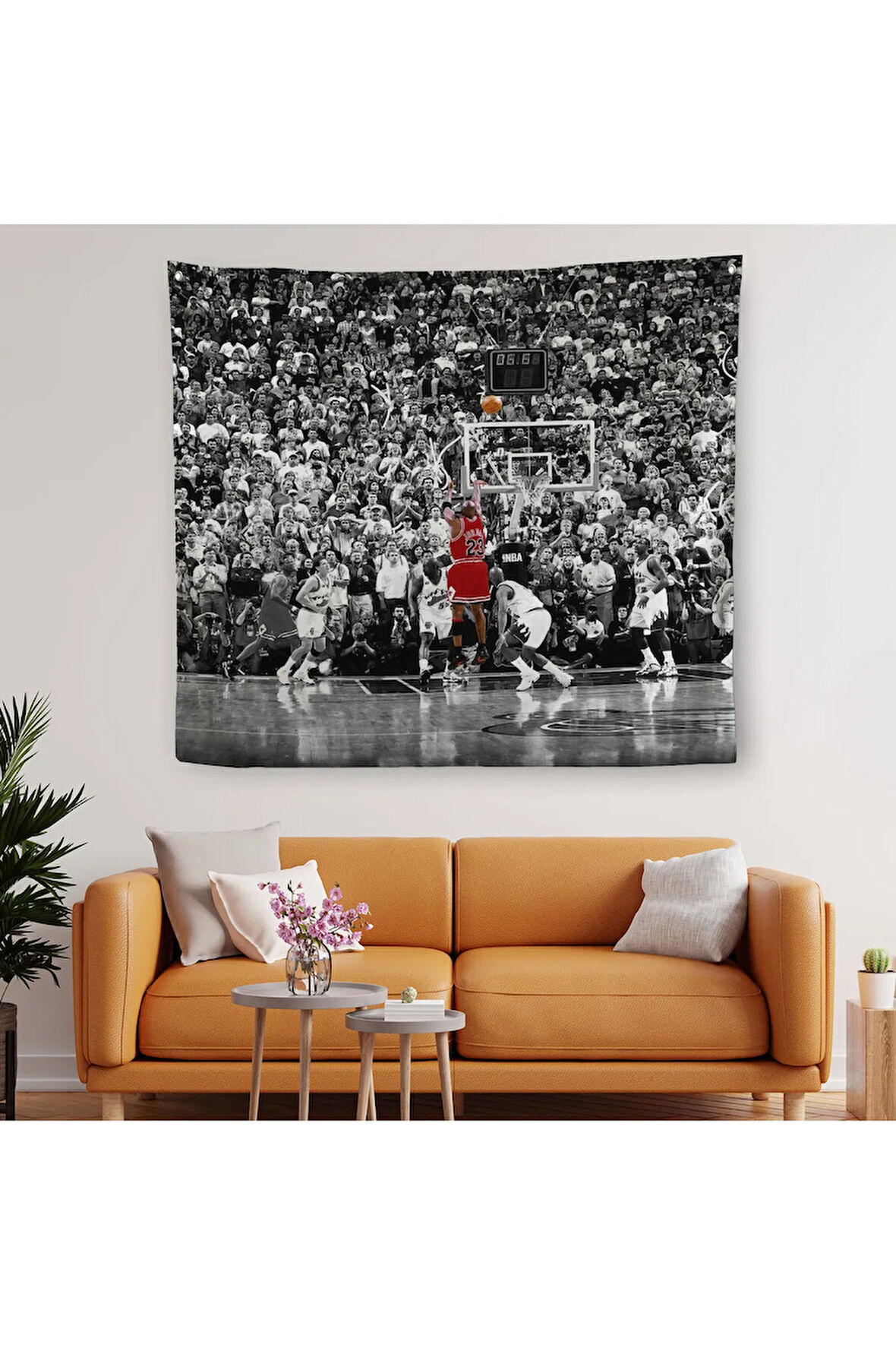 Michael Jordan Üçlük Şutu Kanvas Duvar Örtüsü-Halısı-5171