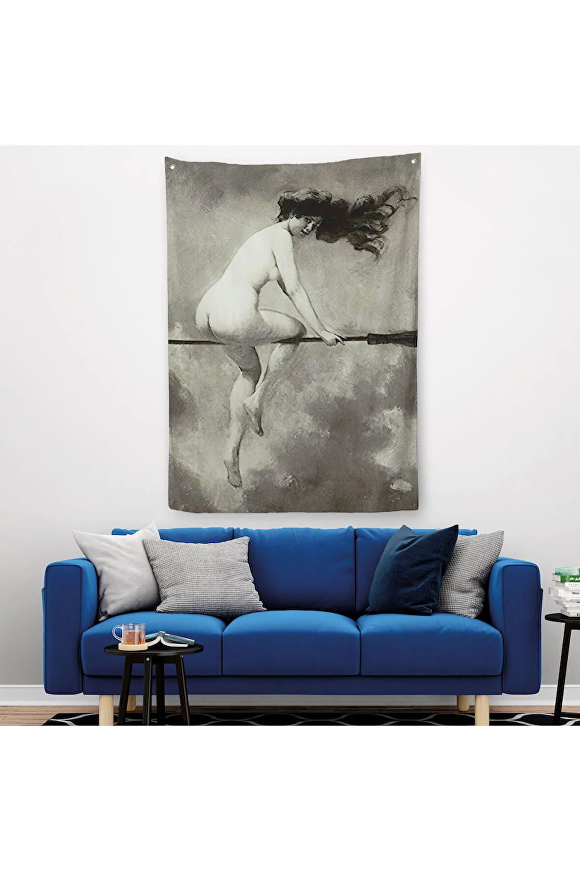 Albert Joseph Penot: Şabat İçin Süpürgeden Ayrılan Cadı (1910) Dekoratif Duvar Örtüsü - Halısı-5189