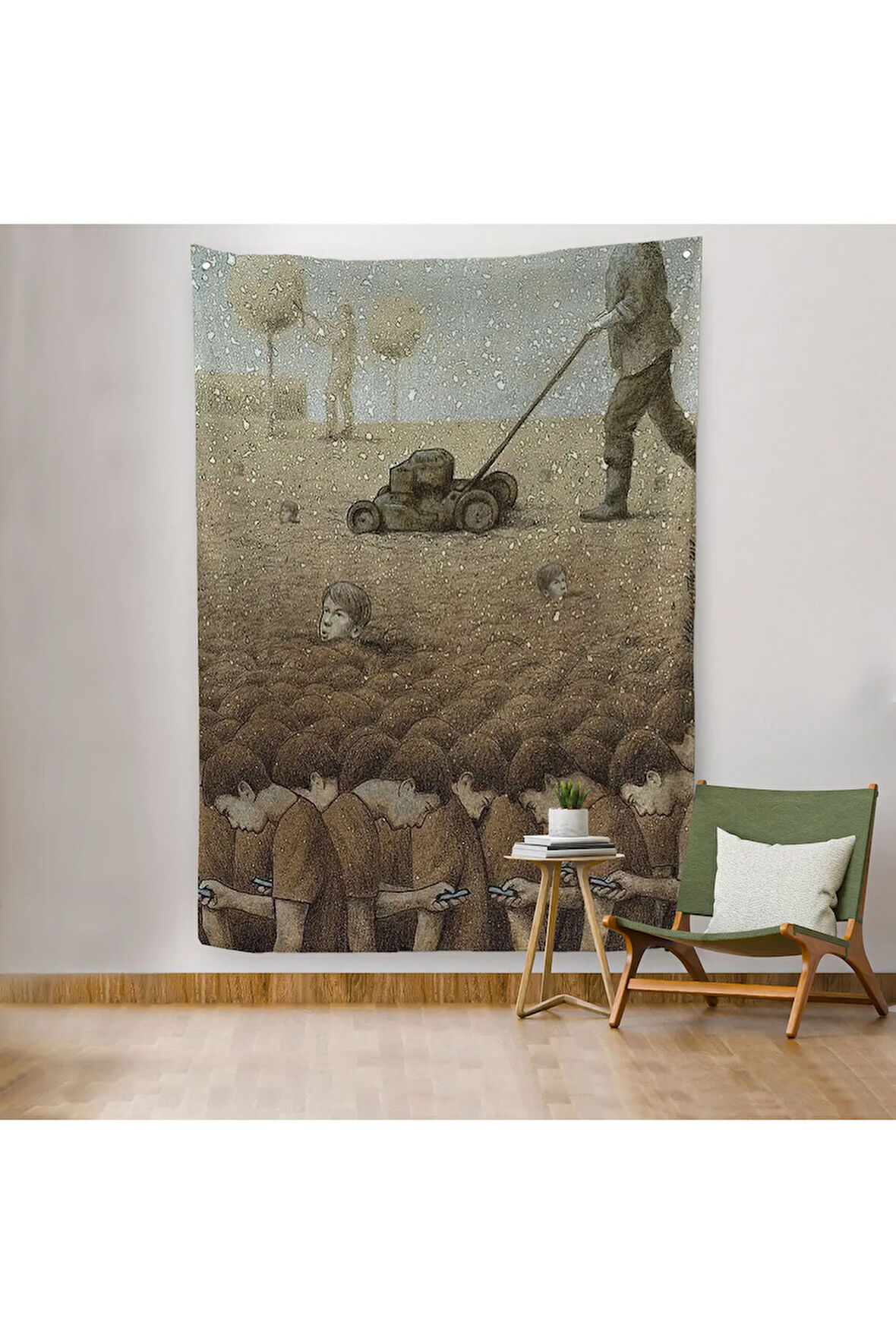 Gerçeküstü Fikir Sanatı Duvar Örtüsü - Halısı, Başını Kaldırırsan Ölürsün-5211