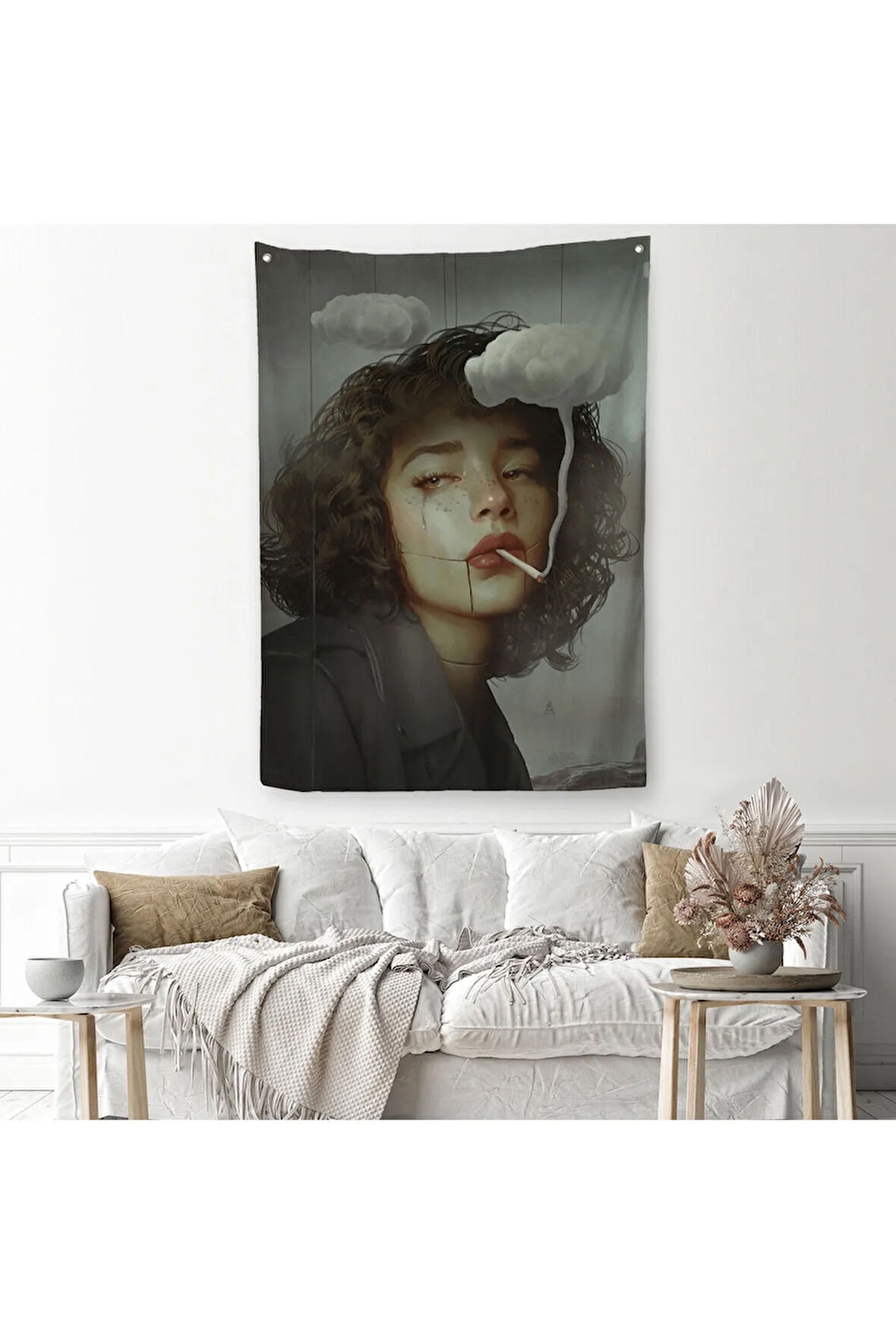 Gerçeküstü Sanat Eserleri Bulut ve Duman Duvar Örtüsü - Halısı-5226