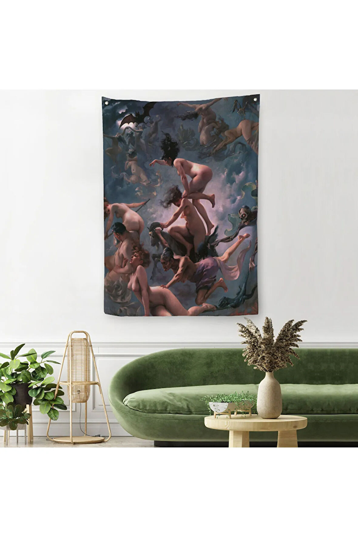 Şabat'a Giden Cadılar, Luis Ricardo Falero Vision de Faust 1878 Vintage Duvar Örtüsü - Halısı-5285