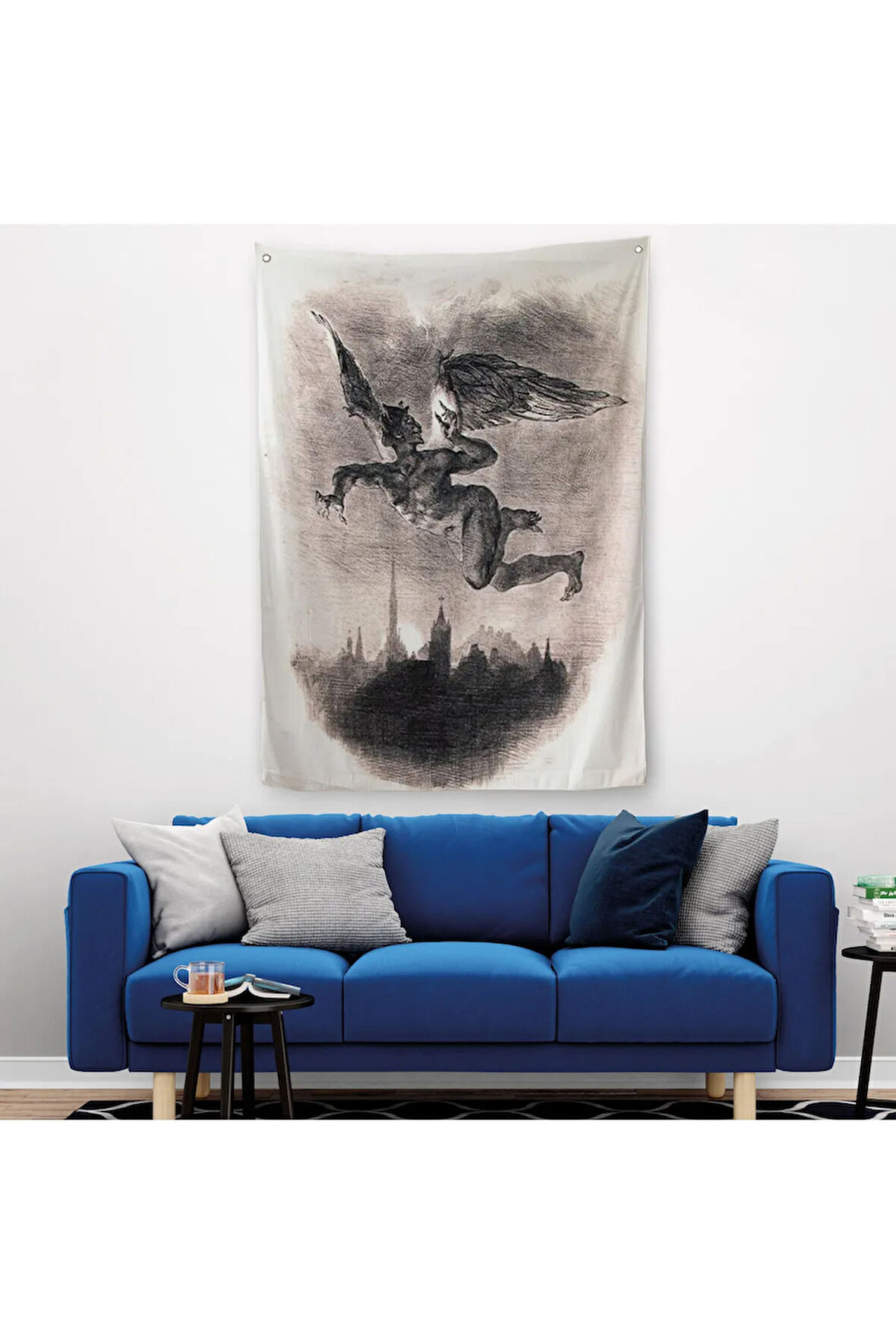 Goethe'nin Faust'undan Mephistopheles'in Gökyüzündeki Önsözü Duvar Örtüsü - Halısı-5301