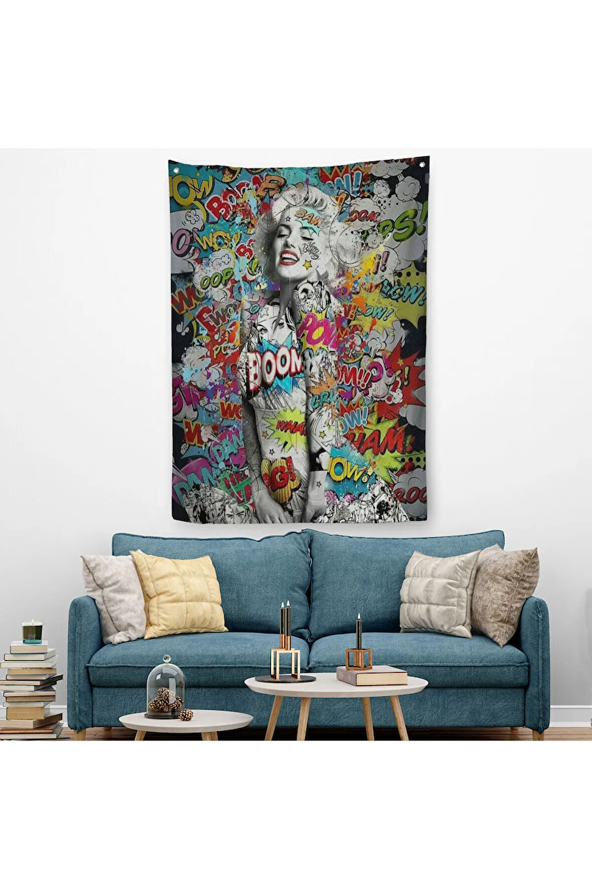 Graffiti Marilyn Monroe, Renkli Marilyn Monroe Duvar Örtüsü - Halısı-5307
