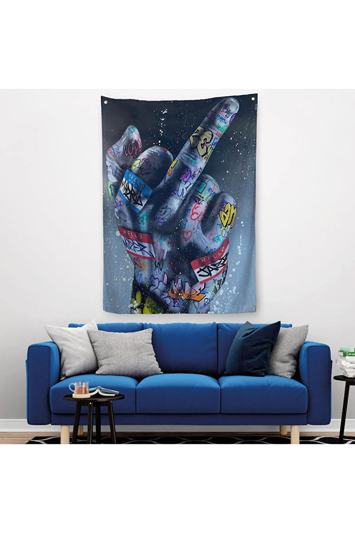 El Hareketi Hip Hop Posteri, Orta Parmak Hareketi Sokak Sanatı, Duvar Örtüsü - Halısı-5315