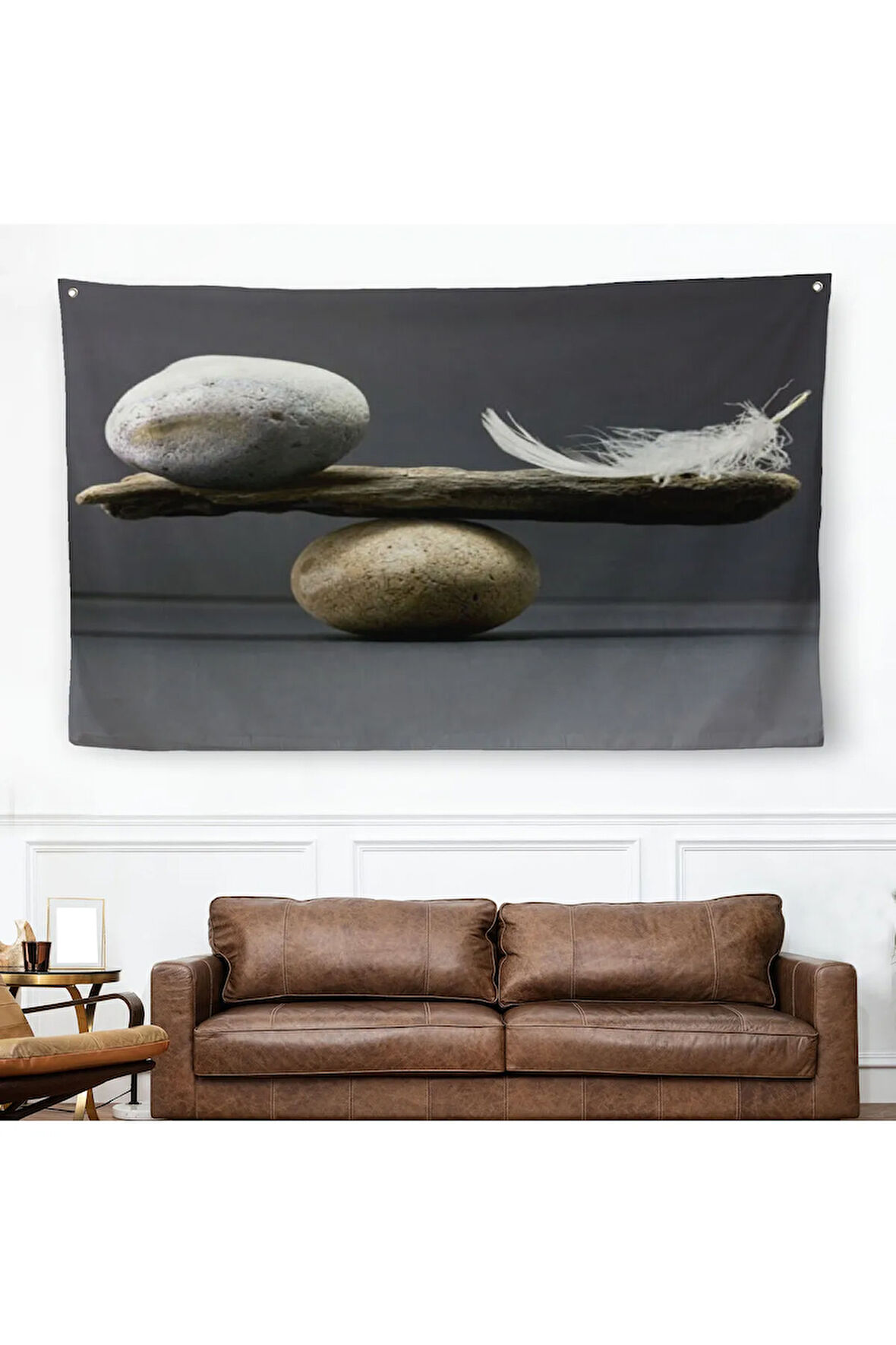 Taş ve Tüy Dengesi Tuval Duvar Sanatı, Tuval Baskı Ev ??Dekorasyon, Ofis Dekorasyon-5375