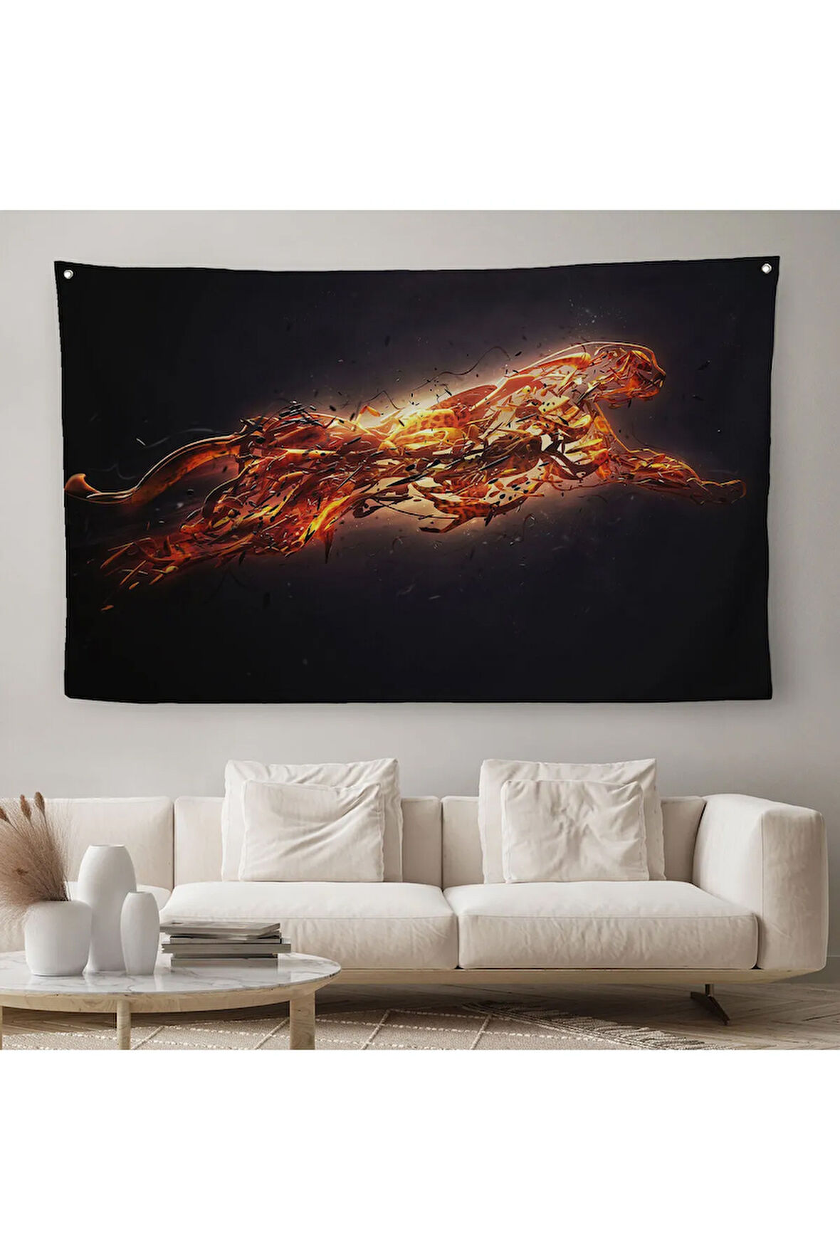 Renkli Koşan Çita Duvar Örtüsü Halısı Hayvan Duvar Sanatı Büyük Duvar Örtüsü Halısı 5380