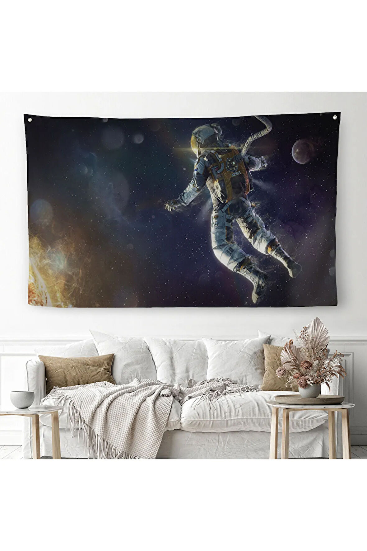 Astronot Duvar Sanatı Duvar Örtüsü Halısı Uzay Posteri Astronot Uzayda Gezegen Arka Planı 5381