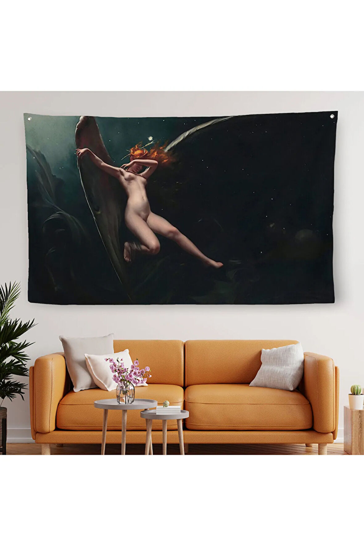 Yıldızlı Gökyüzü Altında Bir Peri Kanvas Duvar Örtüsü Halısı Klasik Sanat Duvar Örtüsü Halısı 5383