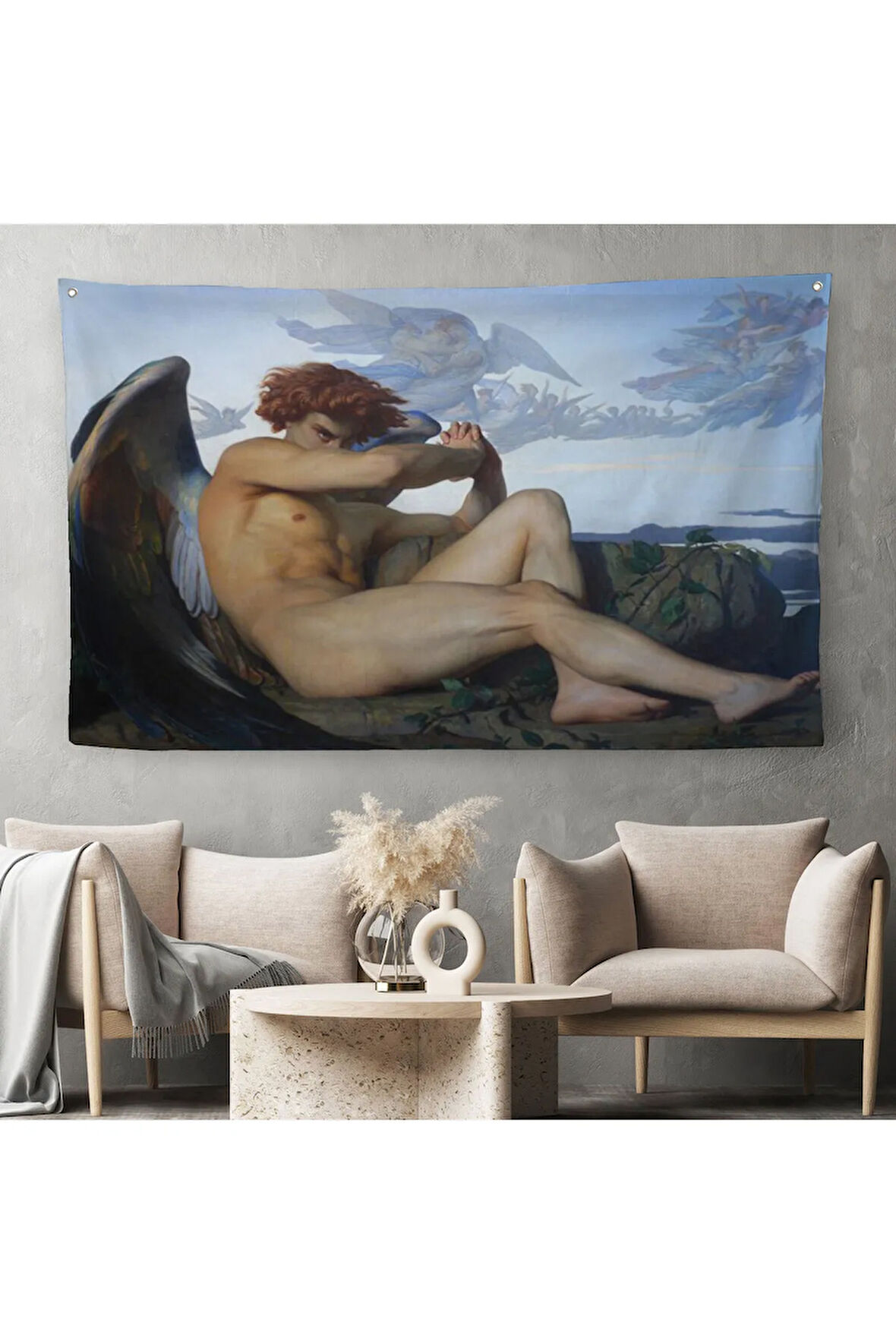 Alexandre Cabanel Fallen Angel's Eyes Kanvas Duvar Sanatı, Klasik Sanat Duvar Örtüsü-Halısı-5385