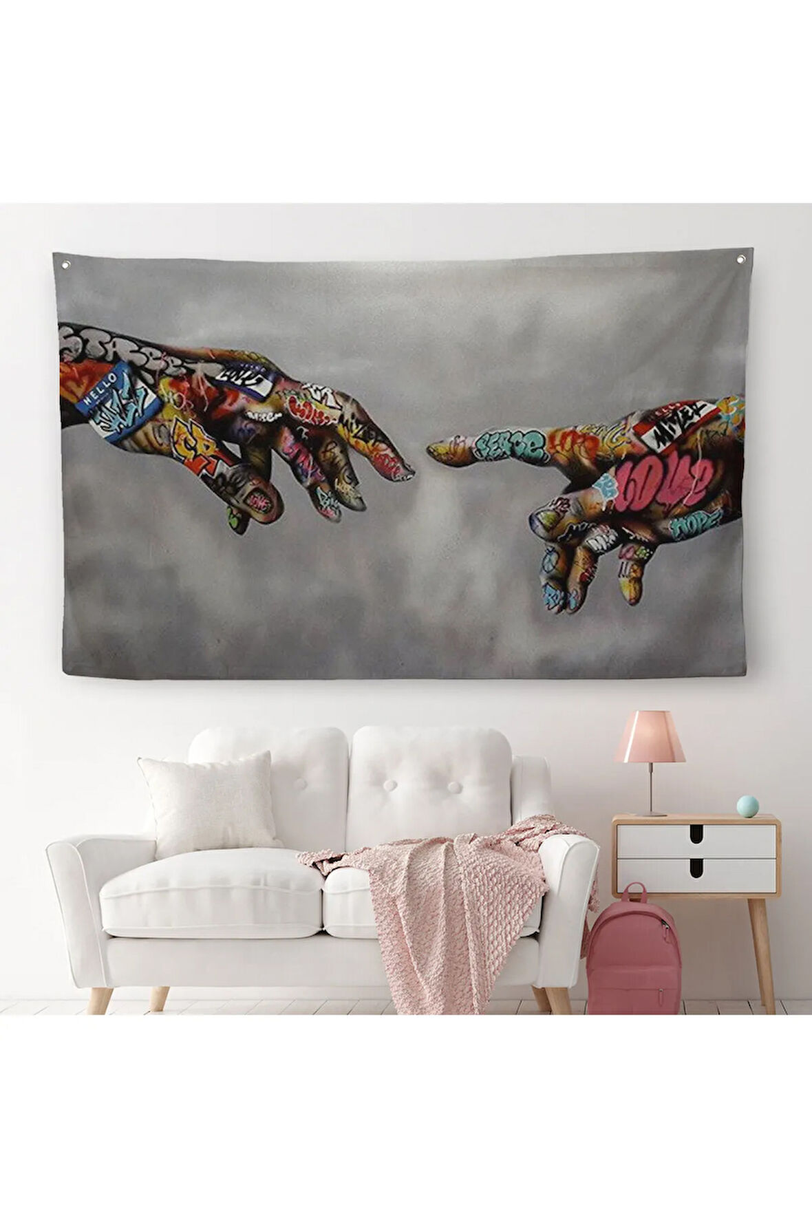 Tanrının Eli Duvar Örtüsü-Halısı, Hıristiyanlara Hediye, İncil Severler, Banksy Graffiti Sanatı-5415