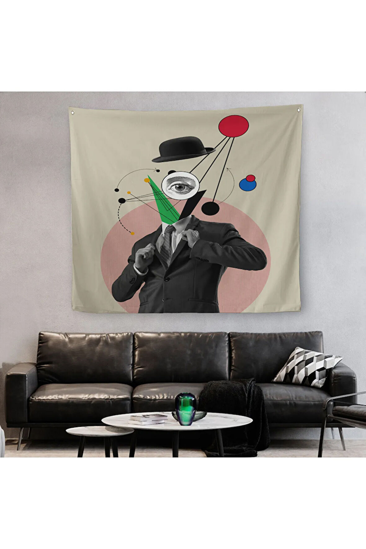 Pop Art Duvar Örtüsü-Halısı, Kahve İçen Çizgi Roman Kahramanı-5802