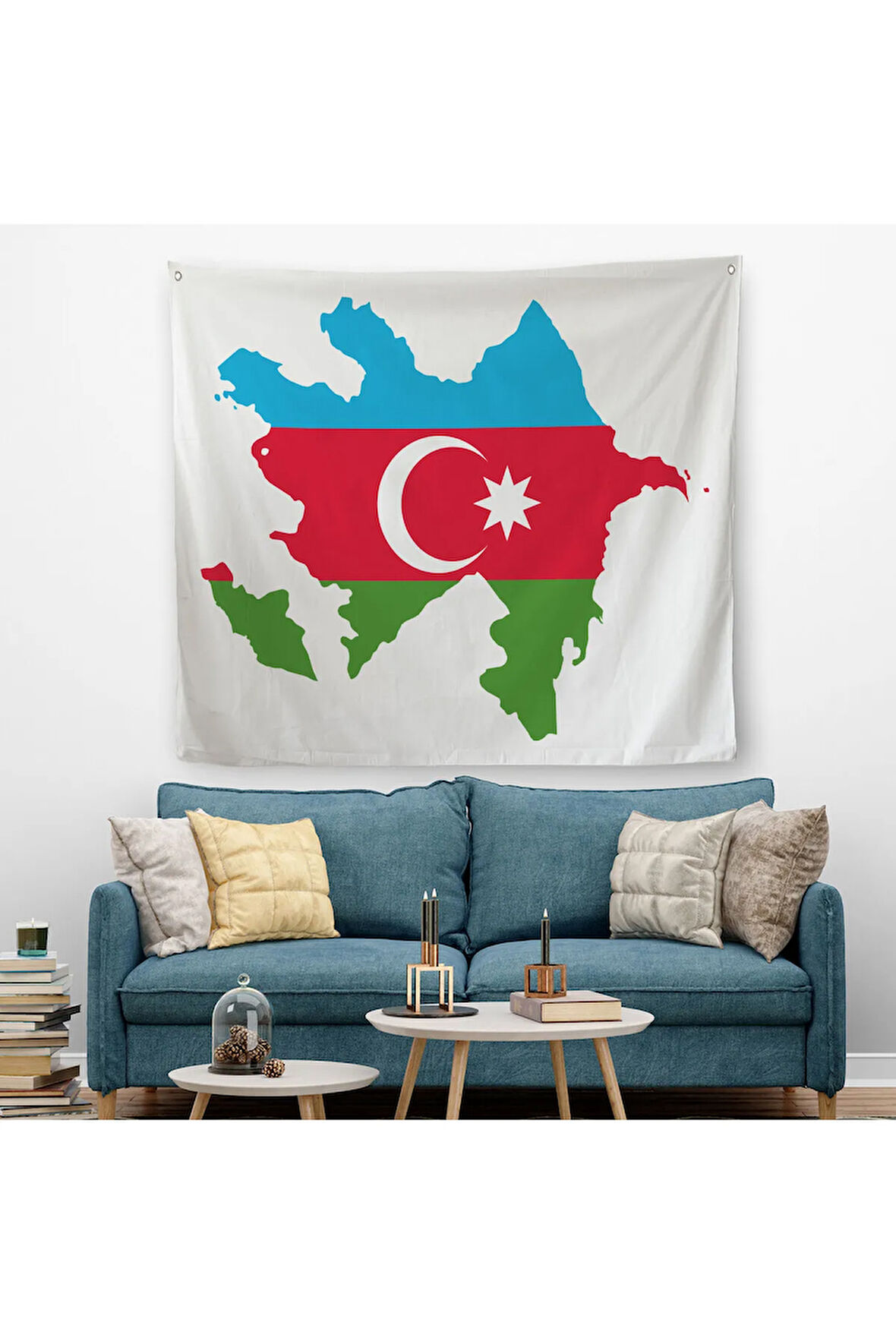 Azerbaycan Haritası Dekoratif Kanvas Duvar Örtüsü-Halısı-5806