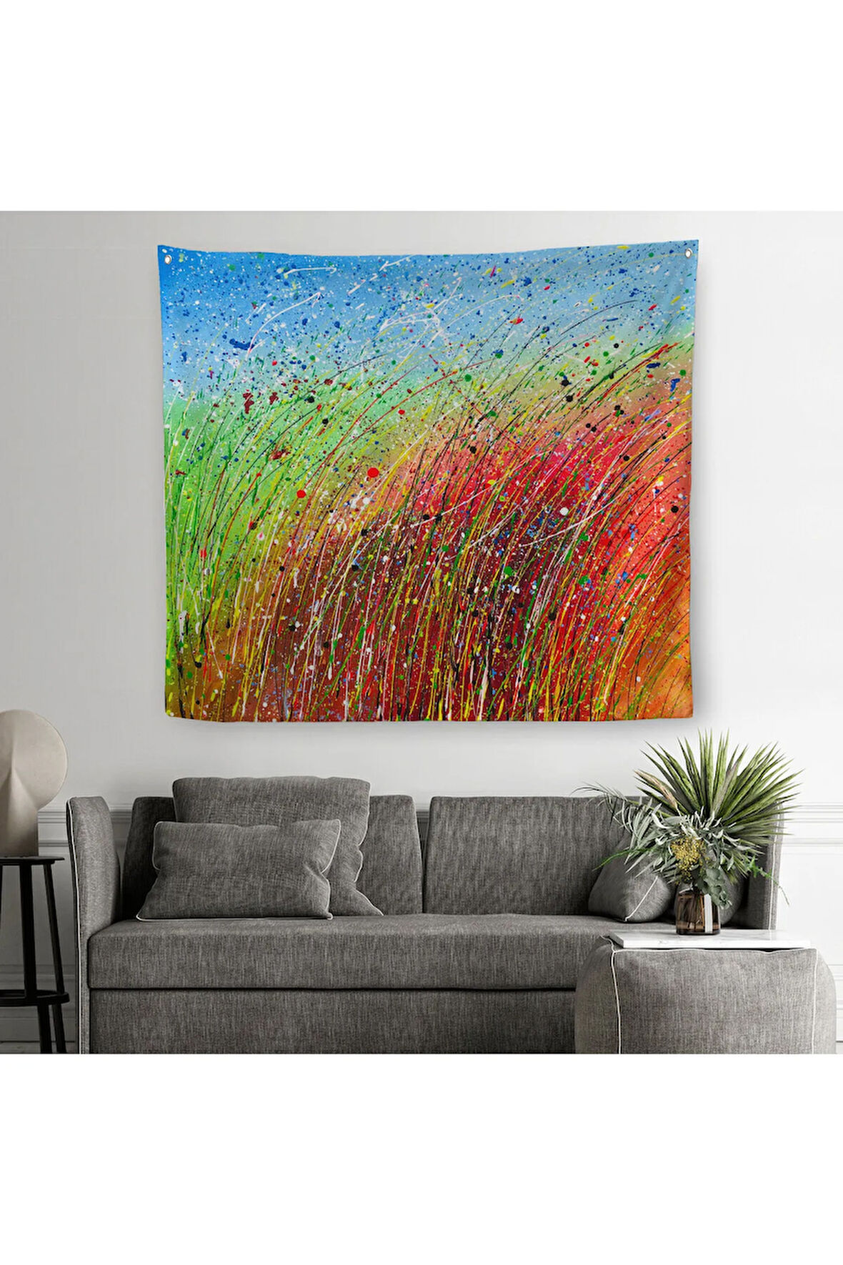 Renkli Damlama Boya Kanvas Duvar Örtüsü-Halısı-5870