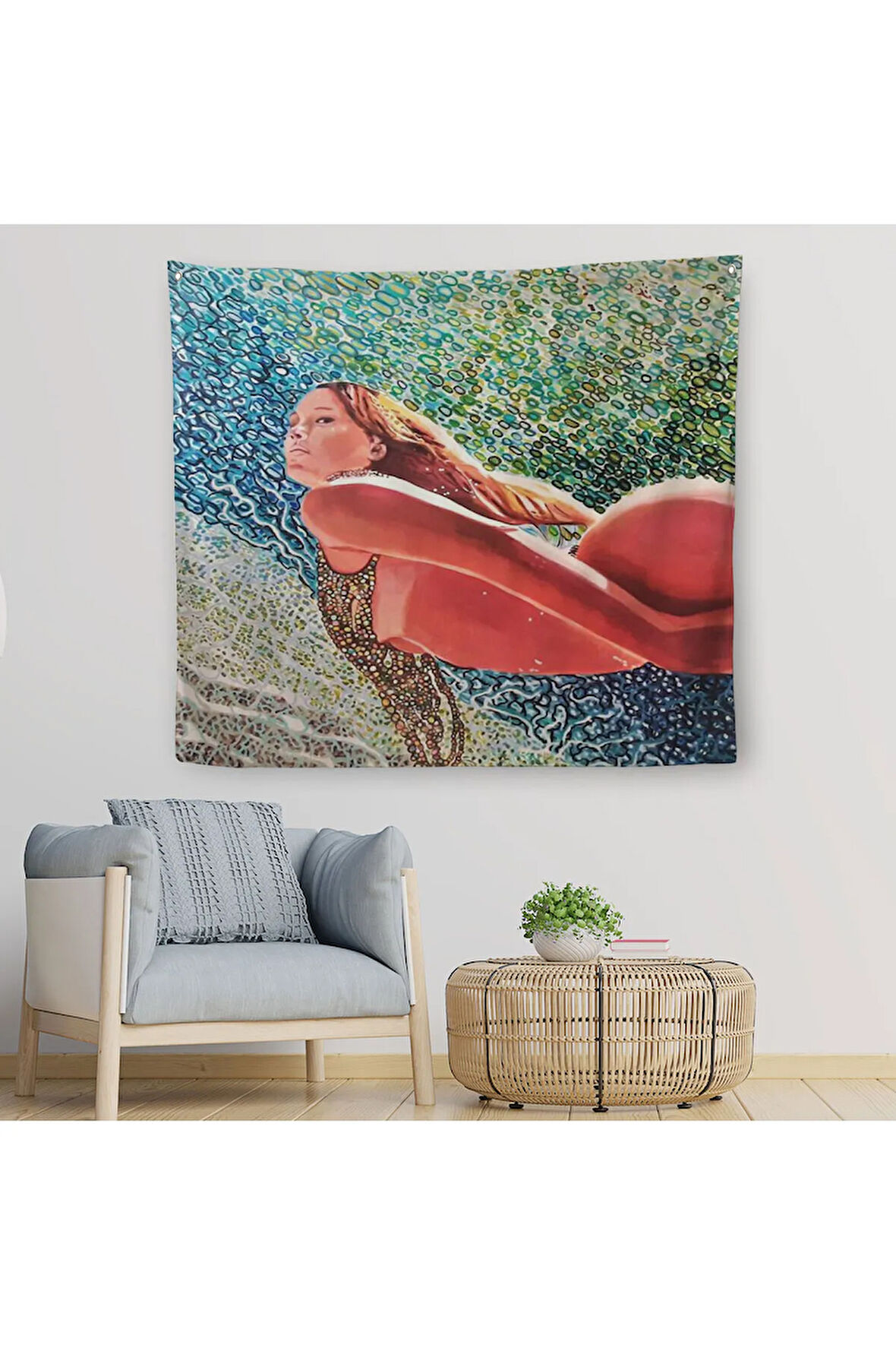 Sualtında Yüzen Kadın Duvar Örtüsü-Halısı-5873